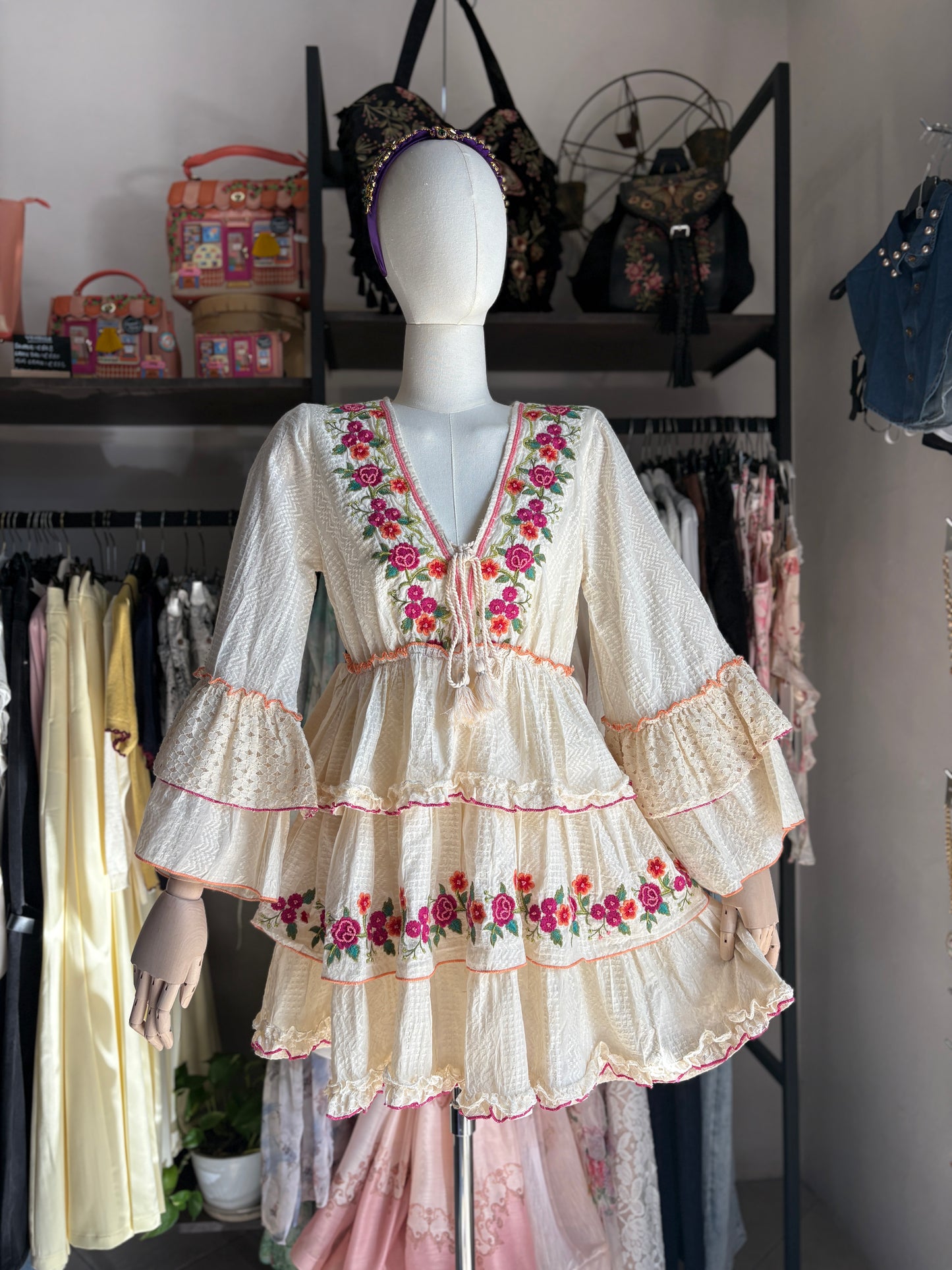 Mini Dress Boho a Balze Gipsy Flower