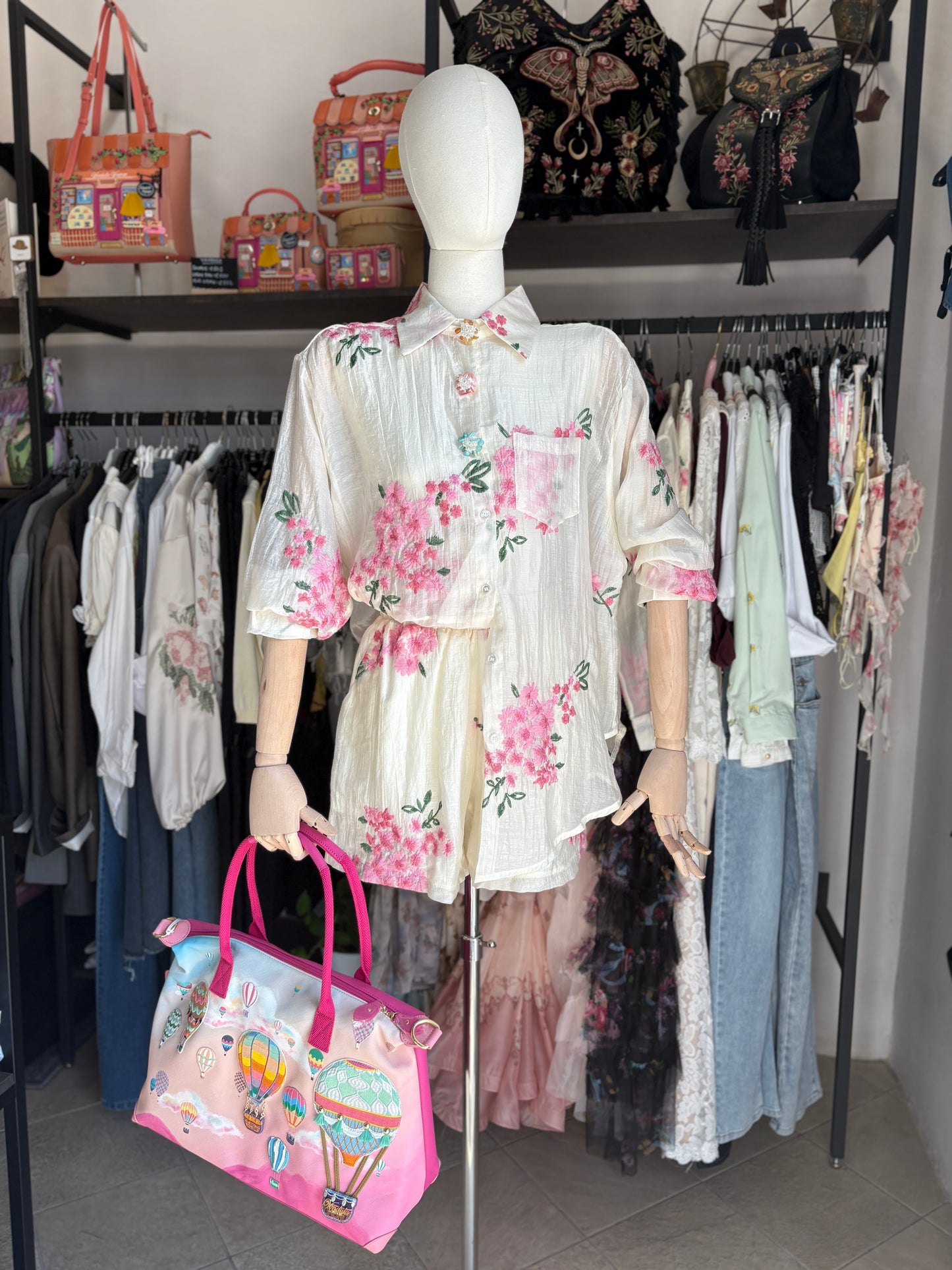 Shorts "Glow Blossom" in Viscosa e Cotone
