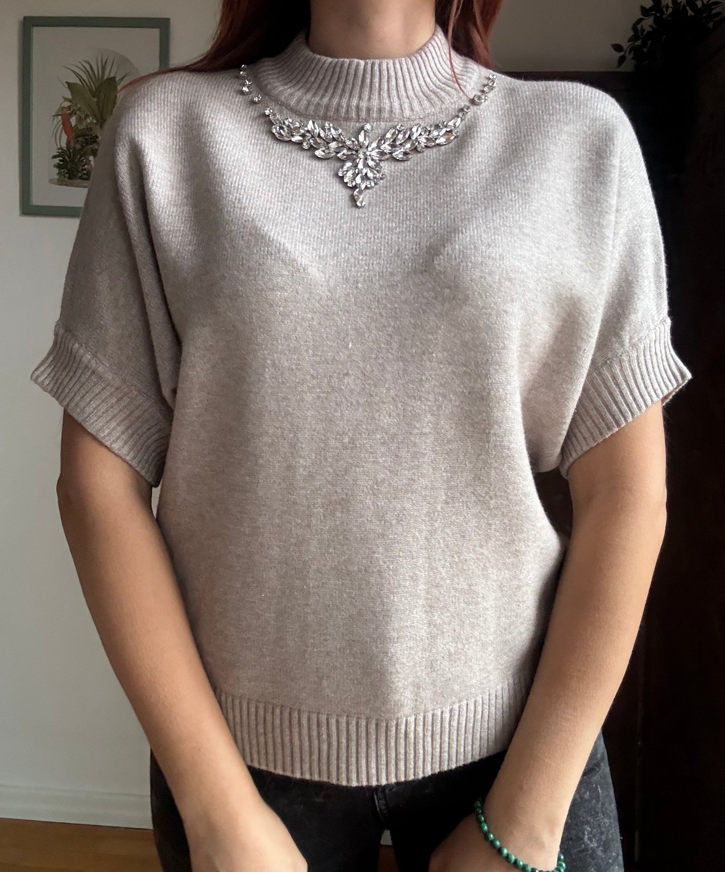 Maglia gioiello sottogiacca a collo alto con maniche corte in 3 colori