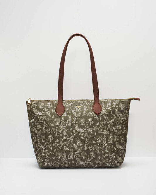 Borsa tote Edith Orla Scene stampata kaki - Fable England