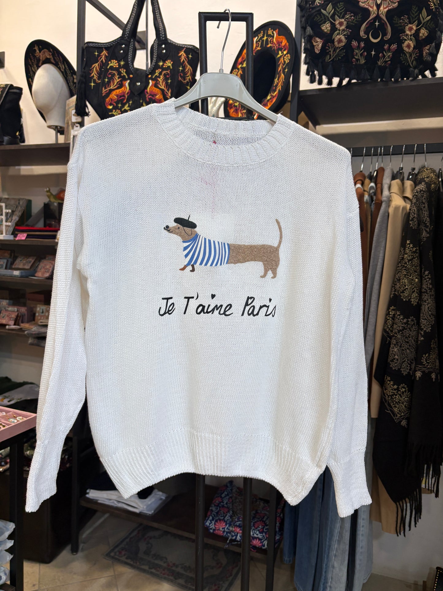 Maglioncino Bassotto "Je t'aime Paris" in cotone - Vari colori