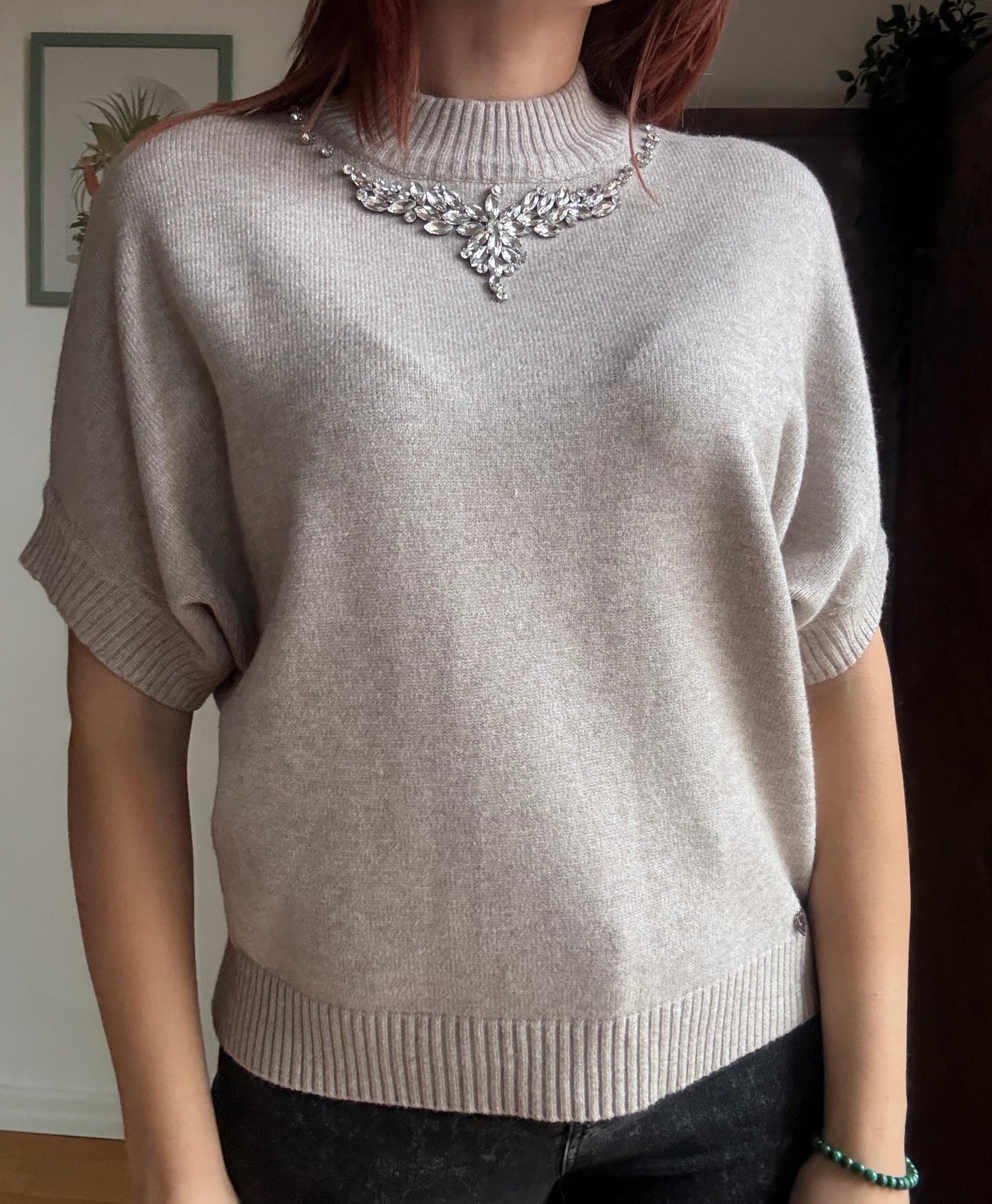 Maglia gioiello sottogiacca a collo alto con maniche corte in 3 colori