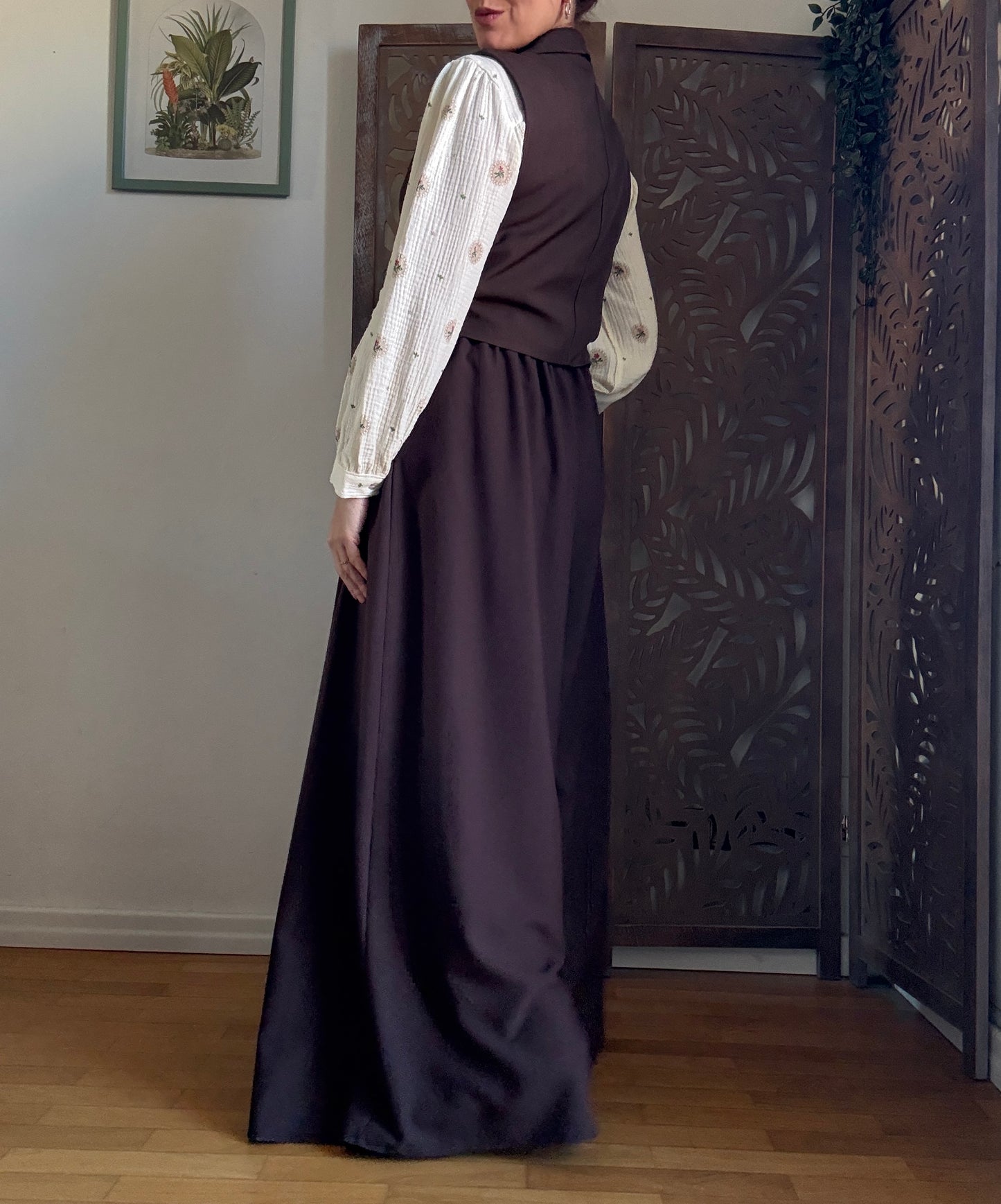 Pantalone palazzo Oxford con cintura - Marrone Cioccolato