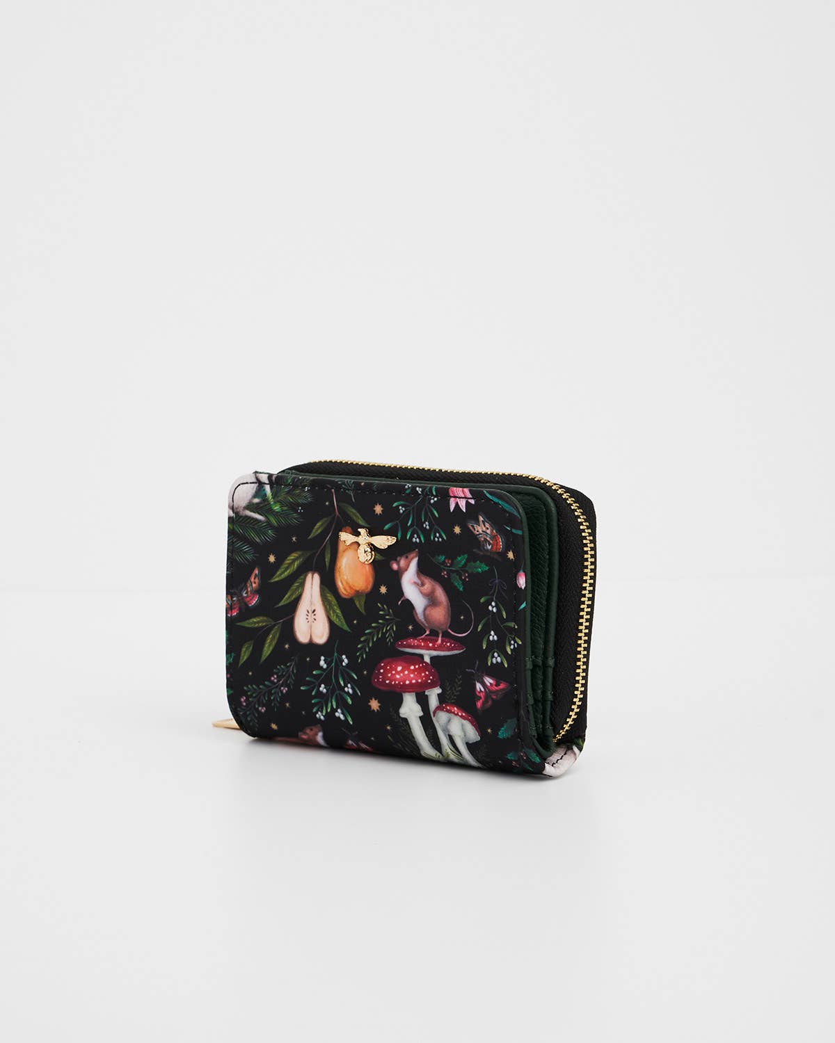 Portamonete Niva Print nero e verde - Fable England