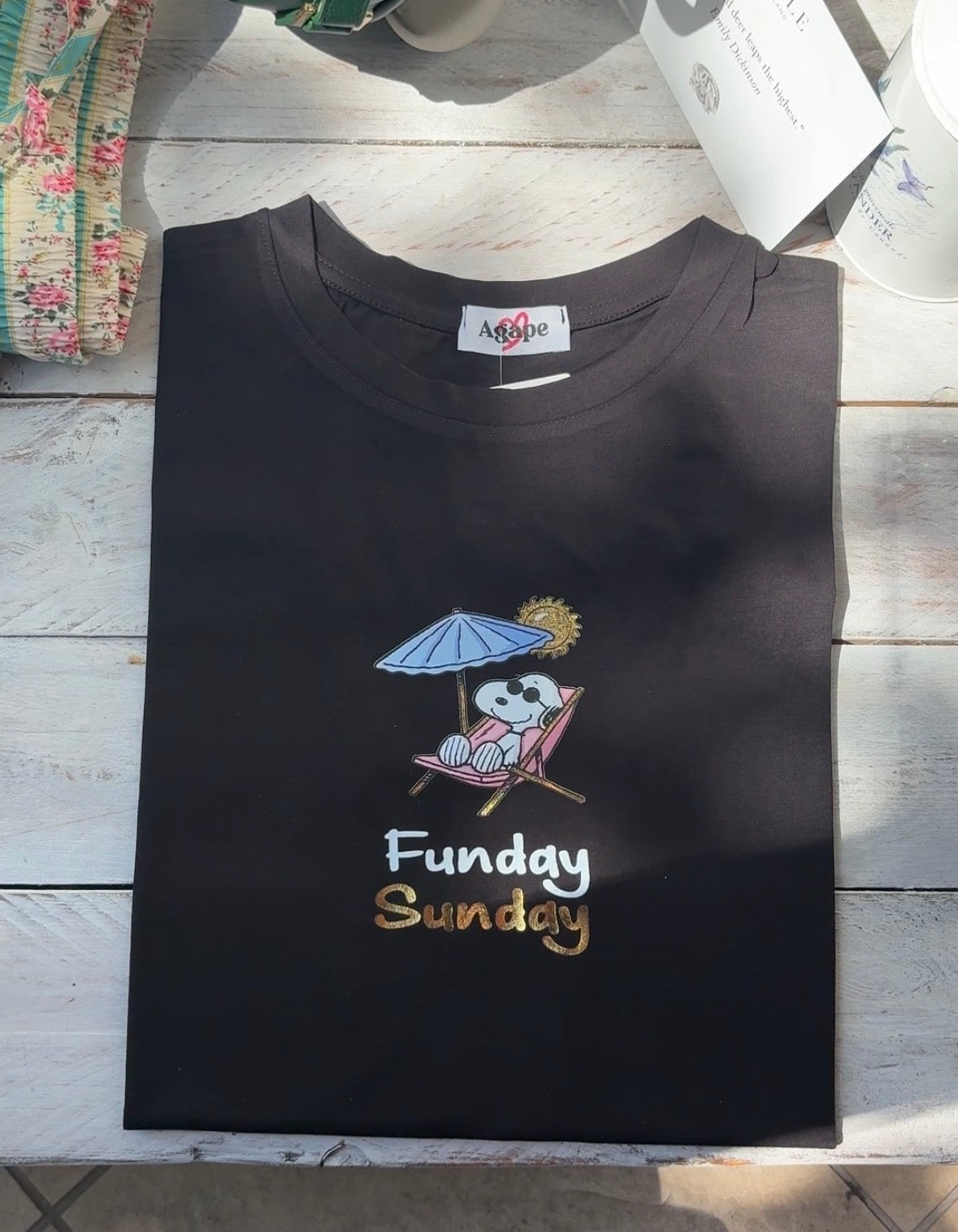 T-Shirts Snoopy in Cotone con Dettagli Oro - Vestibilità Medium
