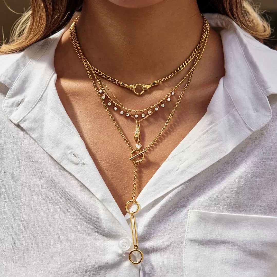 Collana in acciaio inossidabile color oro Love Hand