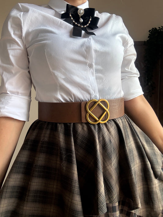 Cintura alta in ecopelle Celtic Knot con fibbia dorata