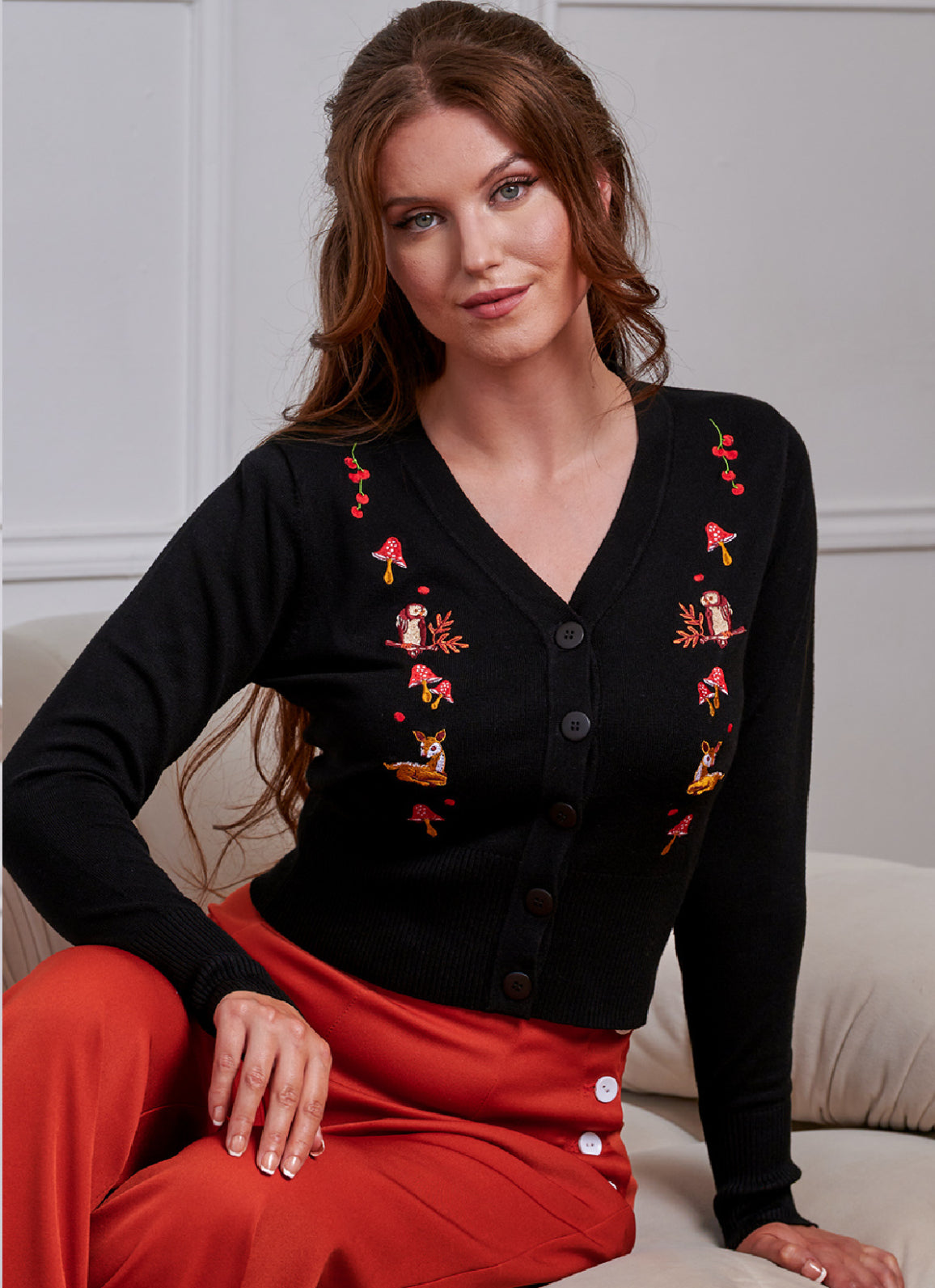 Cardigan Nara Forest Friends Nero