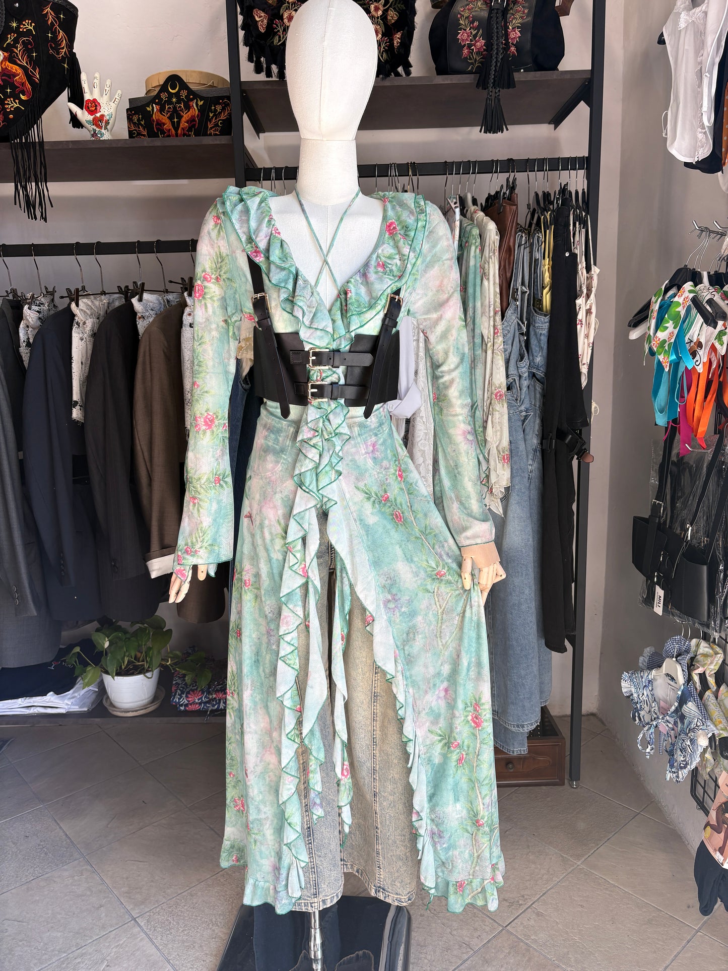 Abito Spolverino Mesh "Secret Garden"