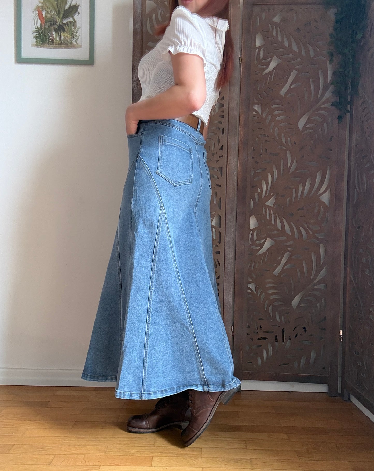 Gonna Lunga in Jeans Modello Sirena – Denim Elasticizzato e Cintura Inclusa