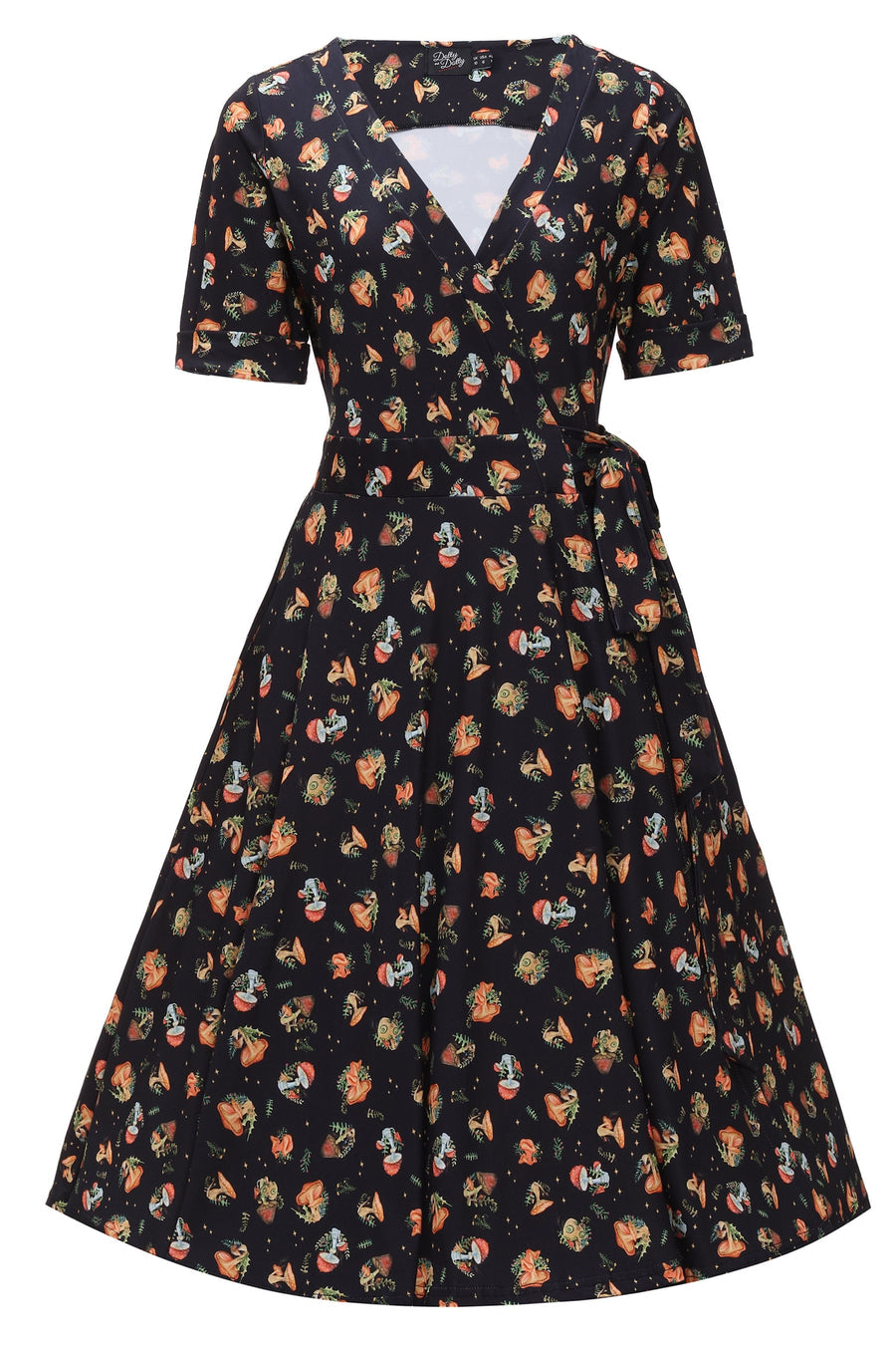 Matilda Black Mushroom: Abito a Portafoglio in Maglia