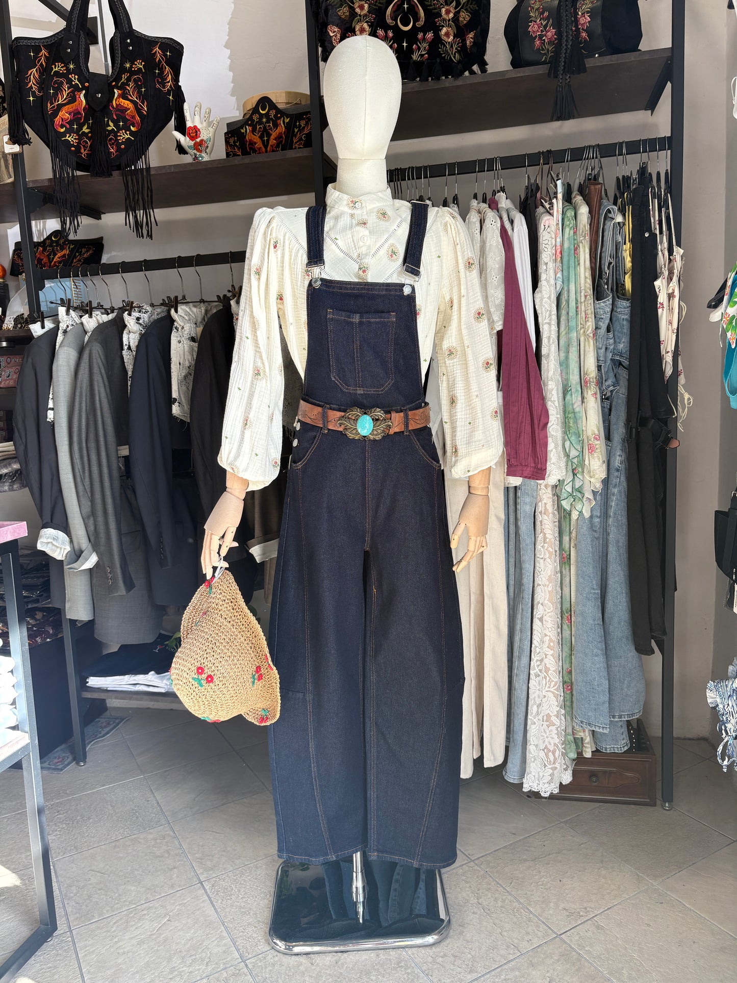 Salopette Denim "Barrel Leg" – Lavaggio Scuro