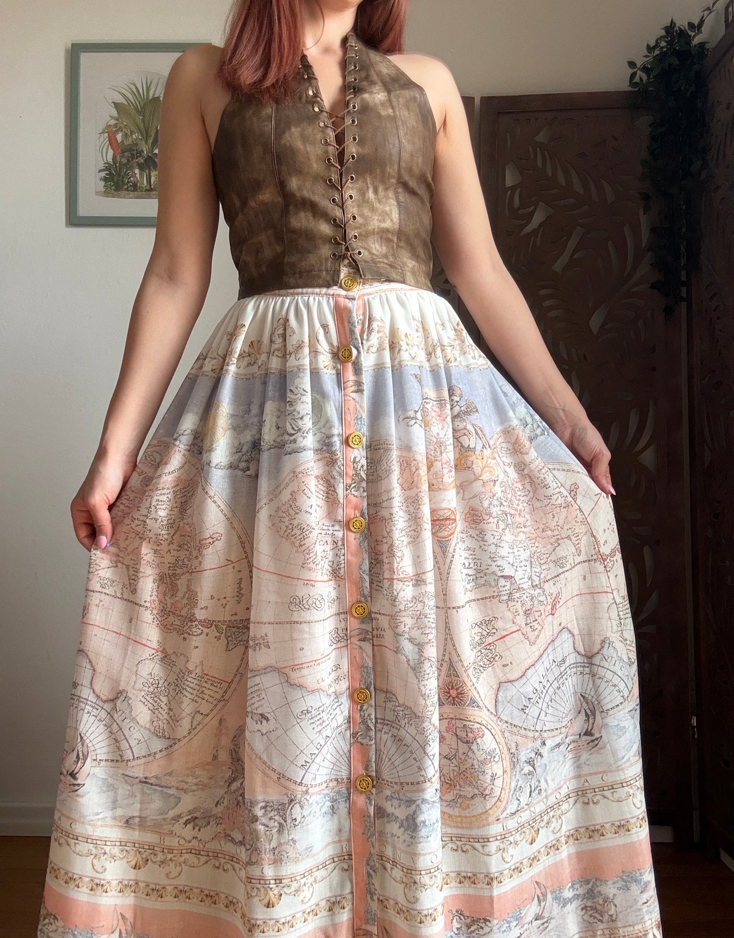 Gonna "Vintage Dreamscape" in Cotone Stampato