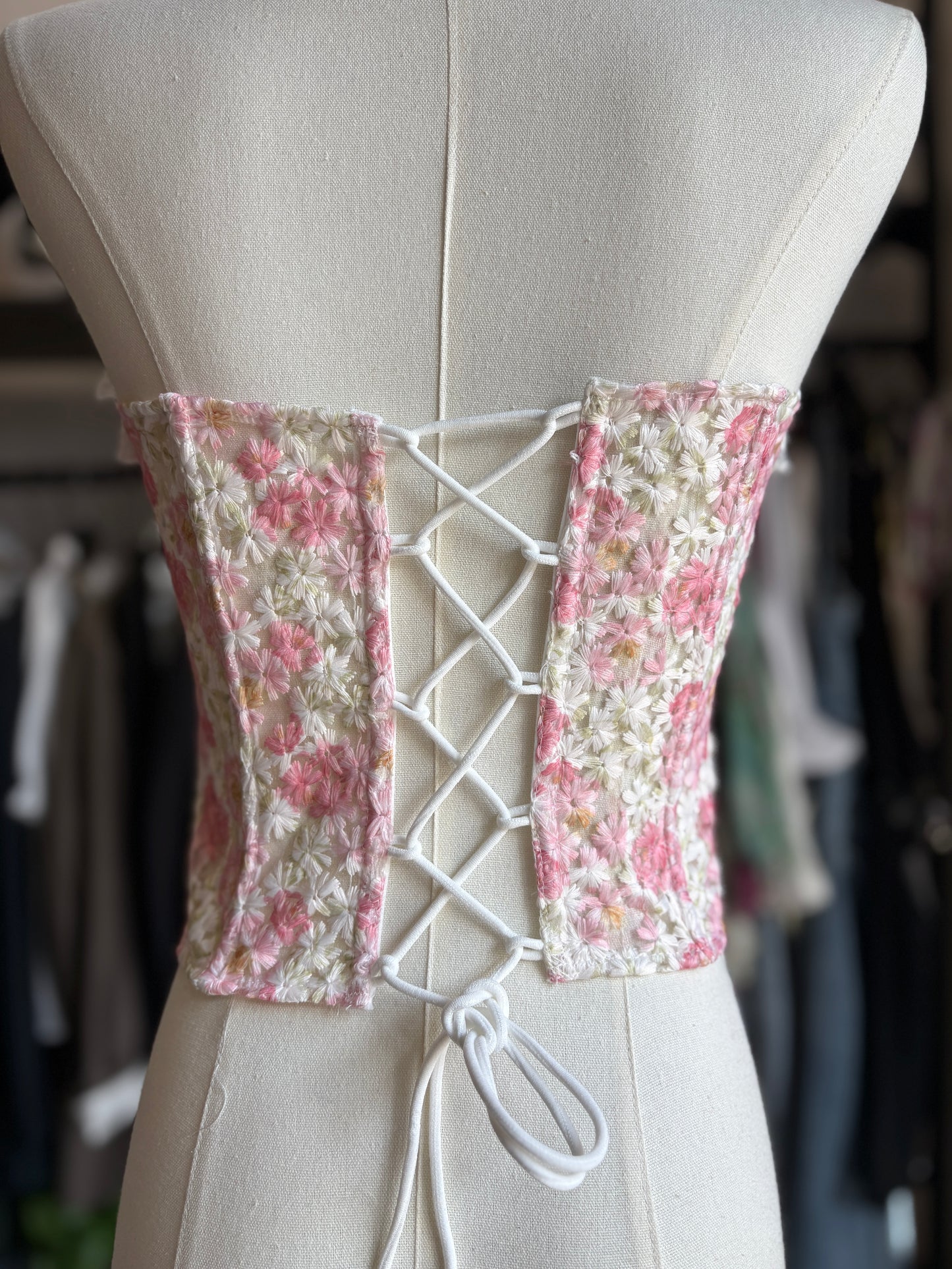 Corsetto Bustier "Prato in Fiore" in Pizzo e Merletto