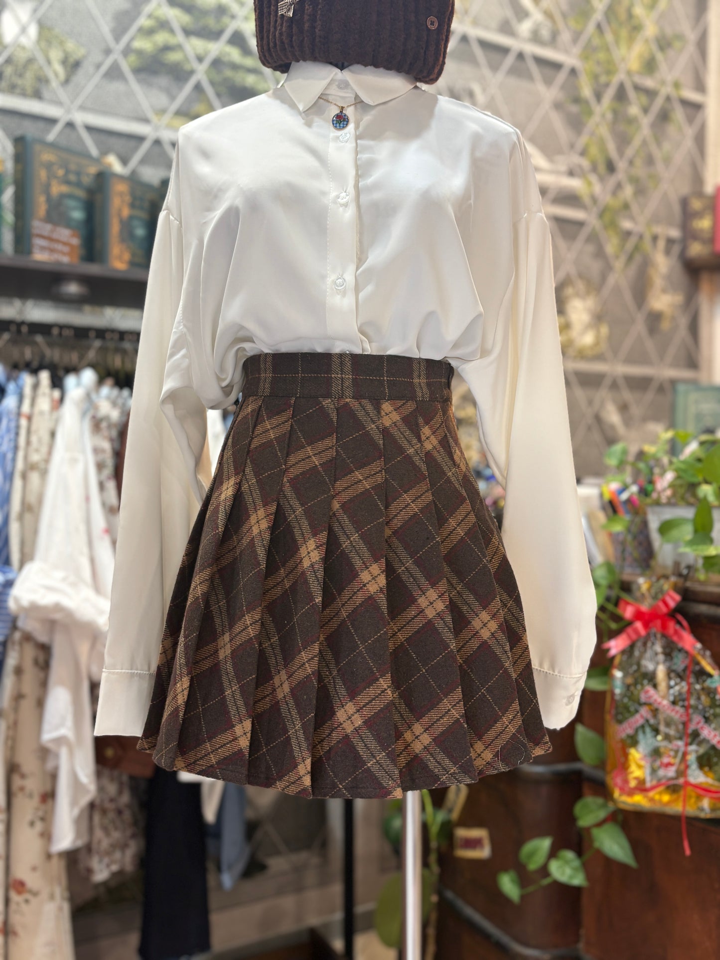 Gonna con Pantaloncino Tartan a Pieghe - Stile Preppy