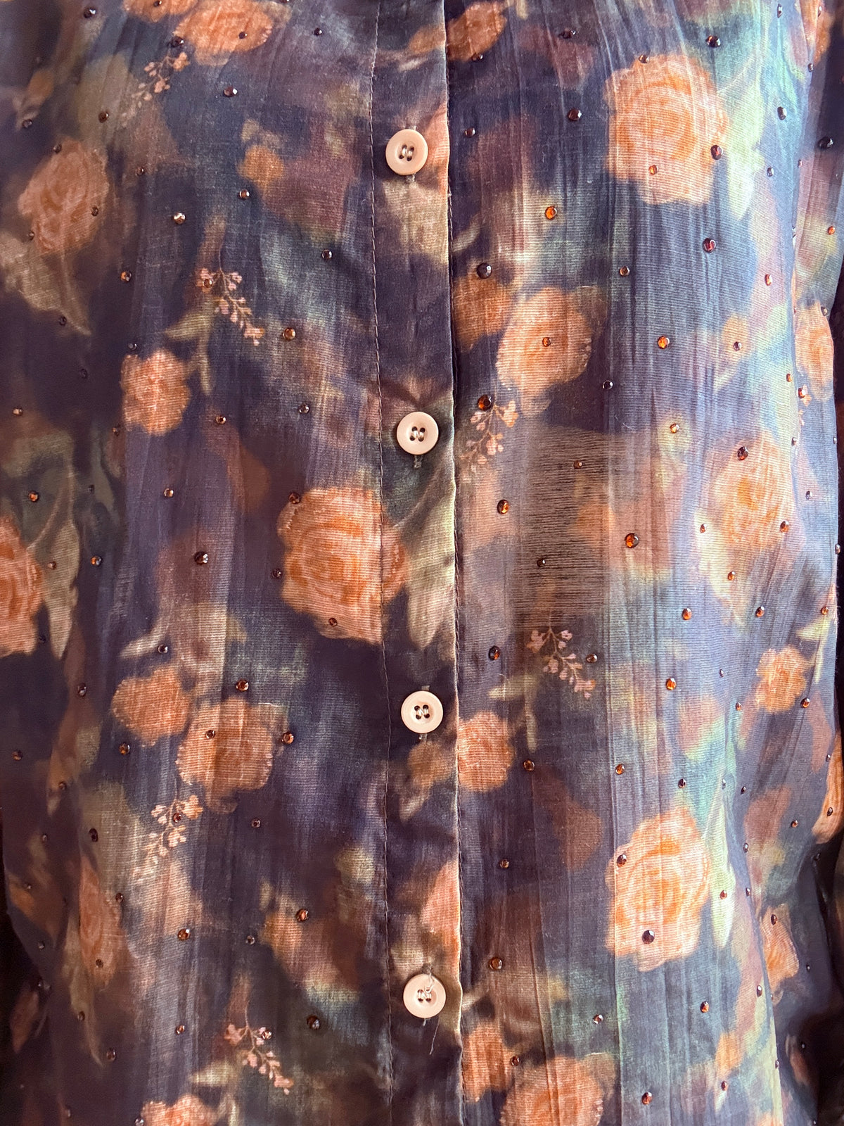 Camicia Morning Dew a fiori in Lyocell con micro-strass