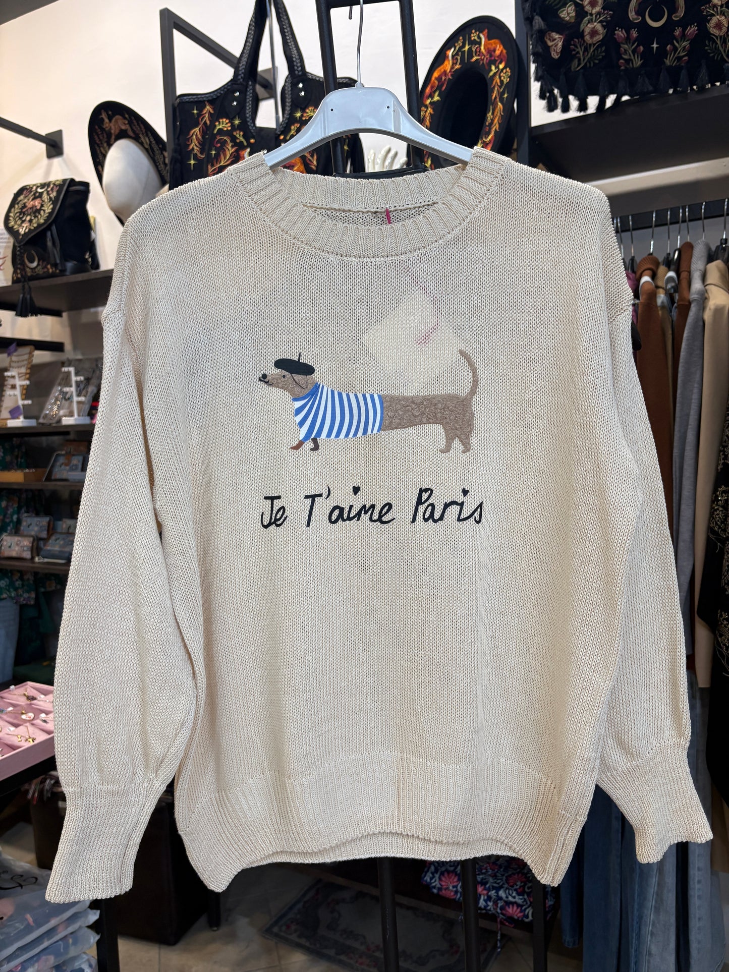 Maglioncino Bassotto "Je t'aime Paris" in cotone - Vari colori