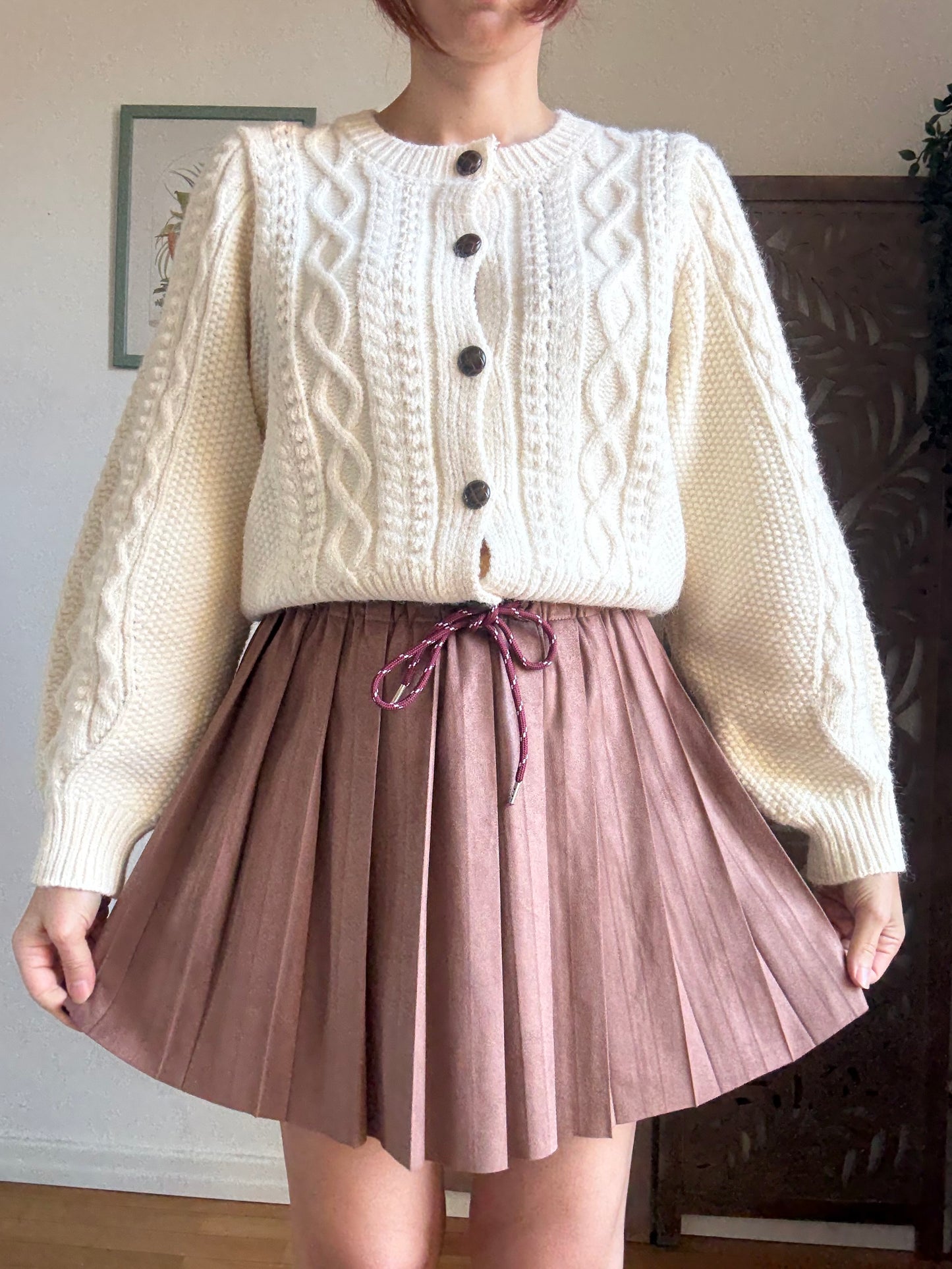 Minigonna scamosciata College a pieghe plissè in 2 colori -  Marrone e Nero