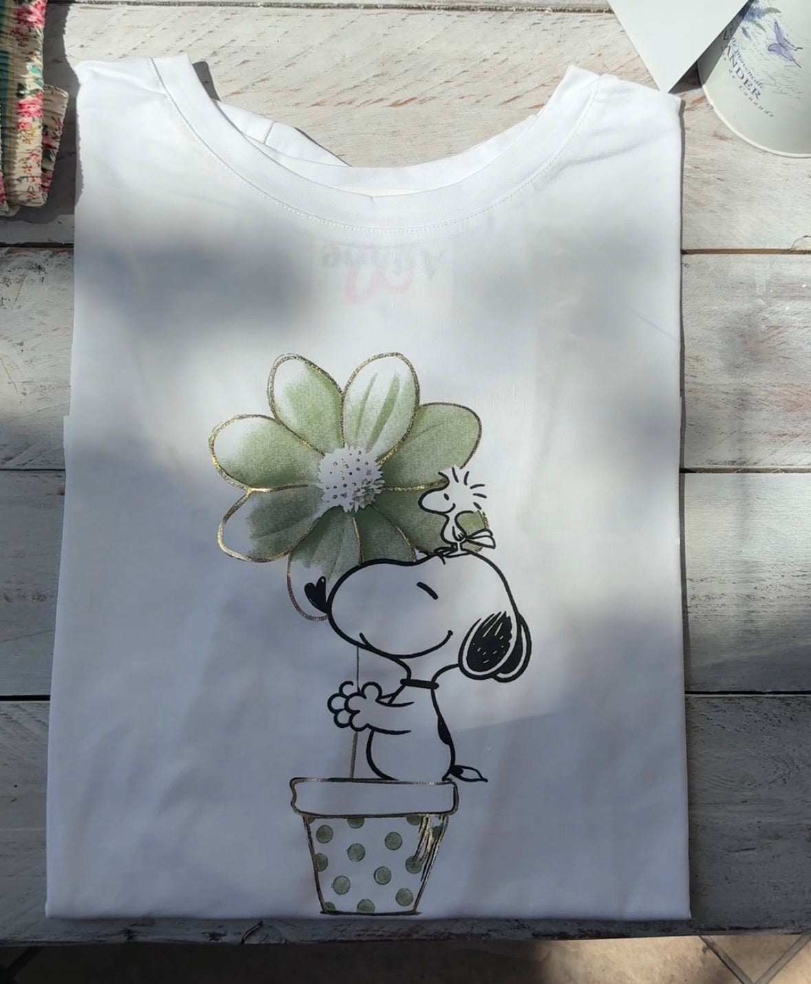 T-Shirts Snoopy in Cotone con Dettagli Oro - Vestibilità Medium