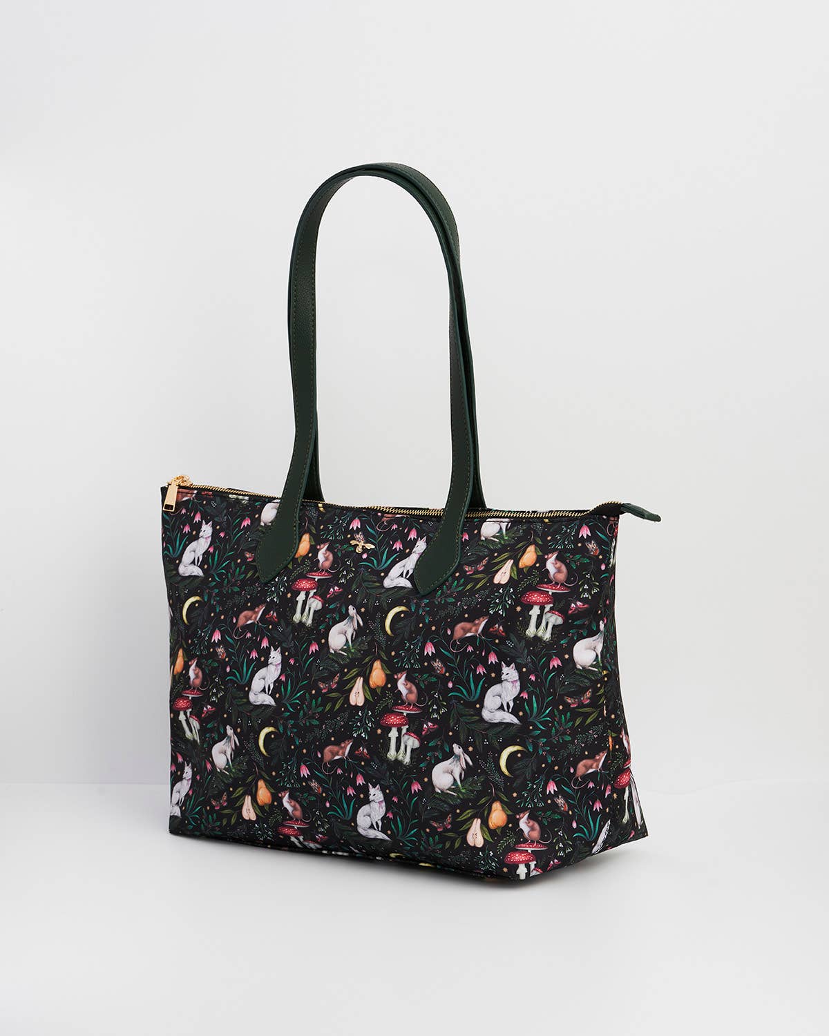 Borsa tote Edith Niva stampata verde e nera - Fable England