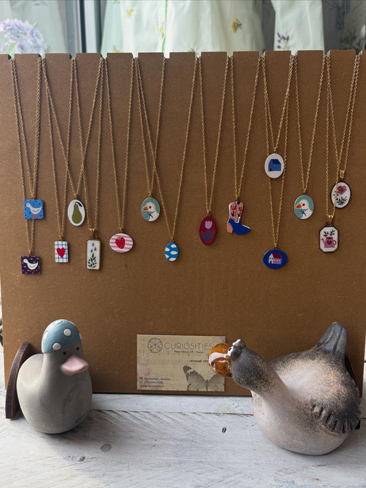 Collane Cottage Core in Acciaio con Pendente Smaltato