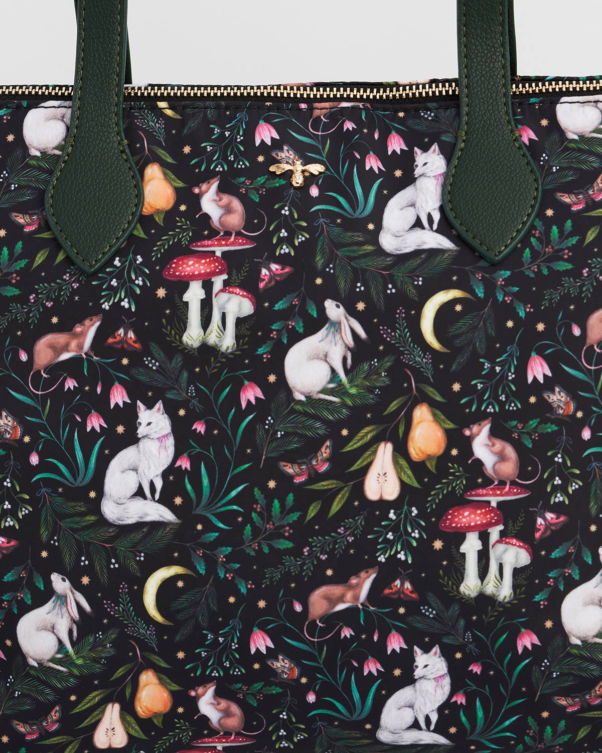 Borsa tote Edith Niva stampata verde e nera - Fable England