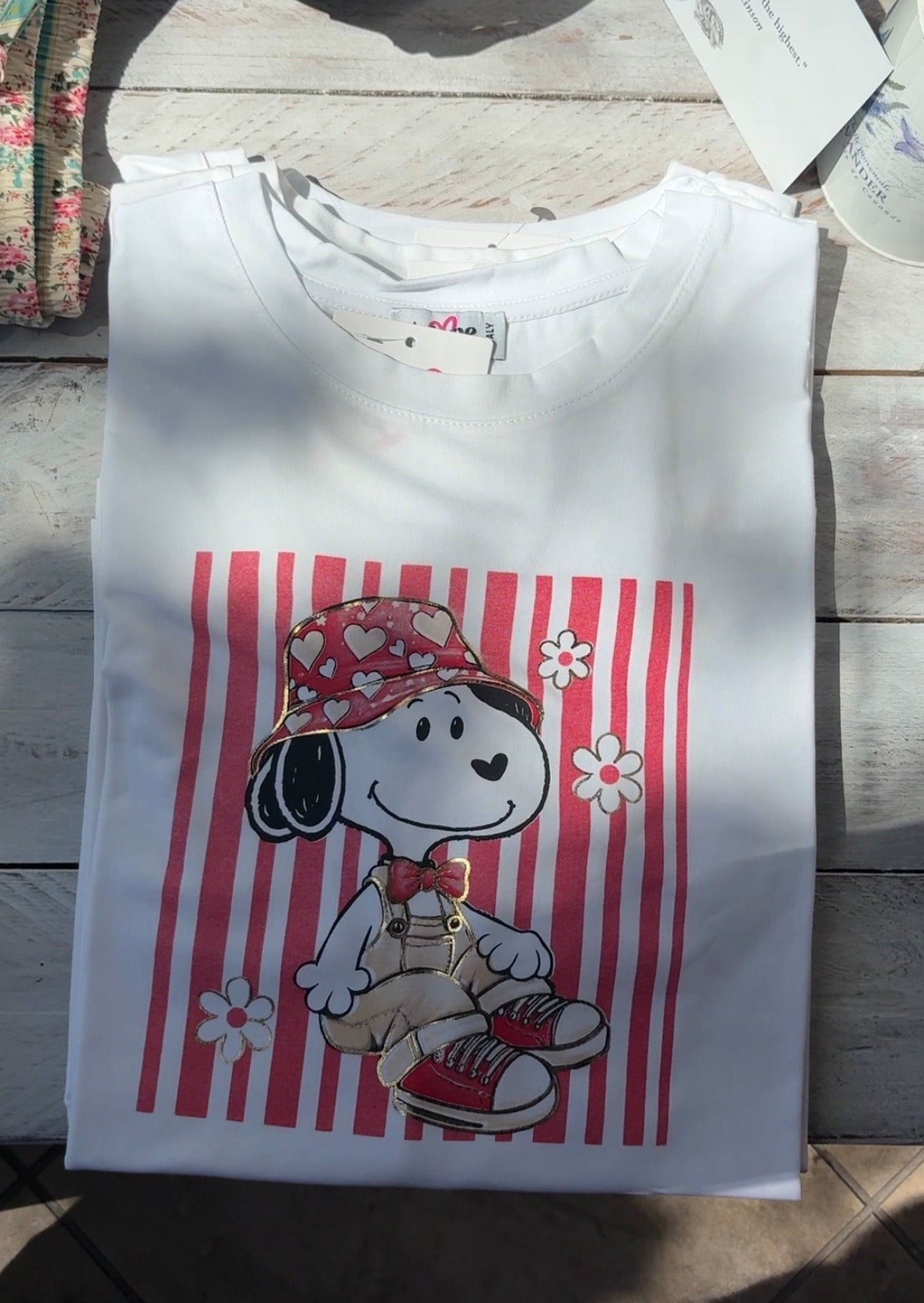 T-Shirts Snoopy in Cotone con Dettagli Oro - Vestibilità Medium