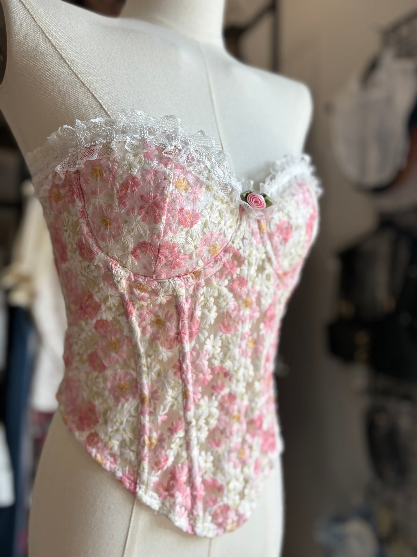 Corsetto Bustier "Prato in Fiore" in Pizzo e Merletto