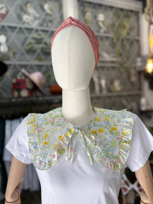Colletto in cotone handmade con scrunchie abbinato