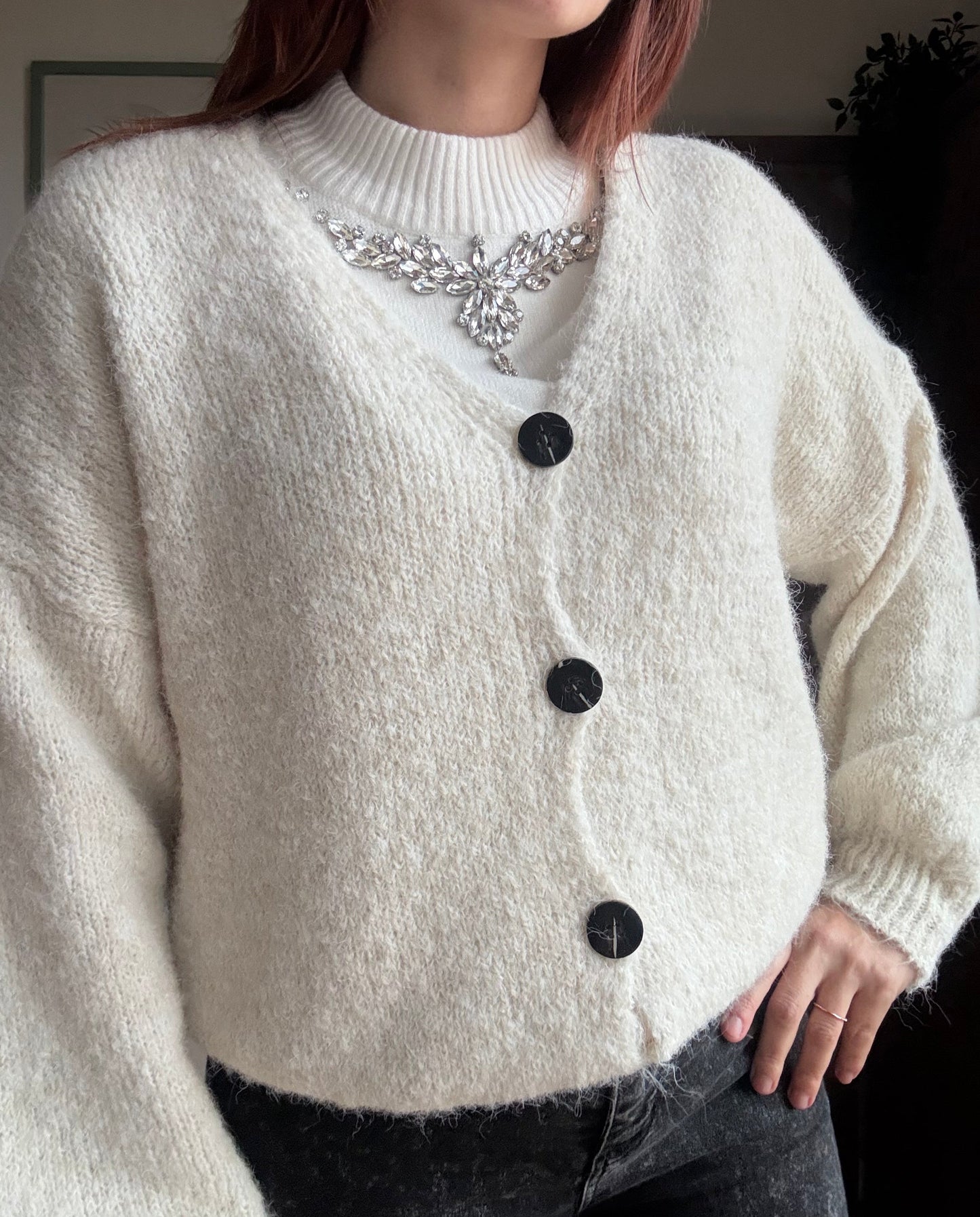 Maglia gioiello sottogiacca a collo alto con maniche corte in 3 colori