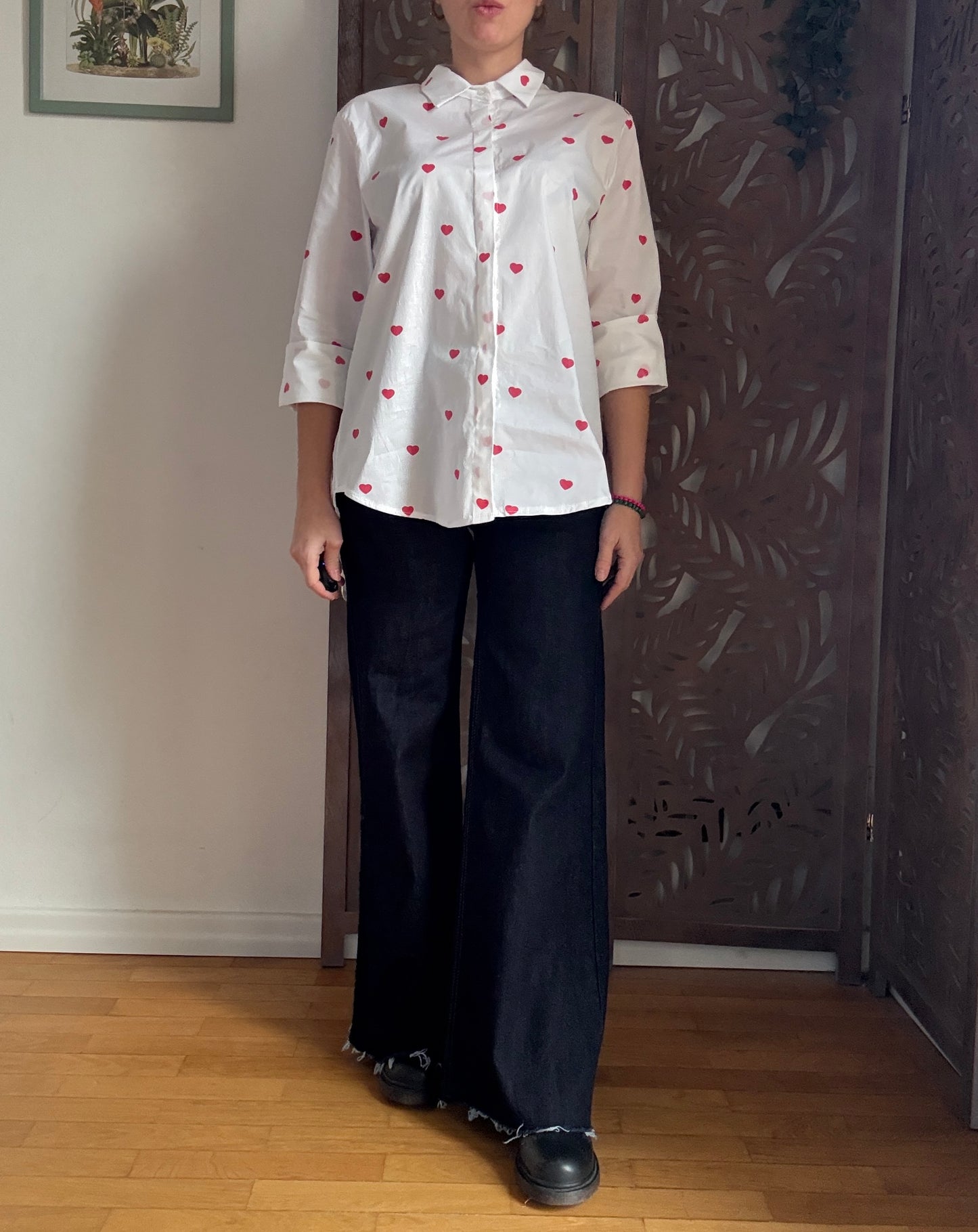 Pantaloni Denim Scuro Wide-Leg con Tasche Scamosciate