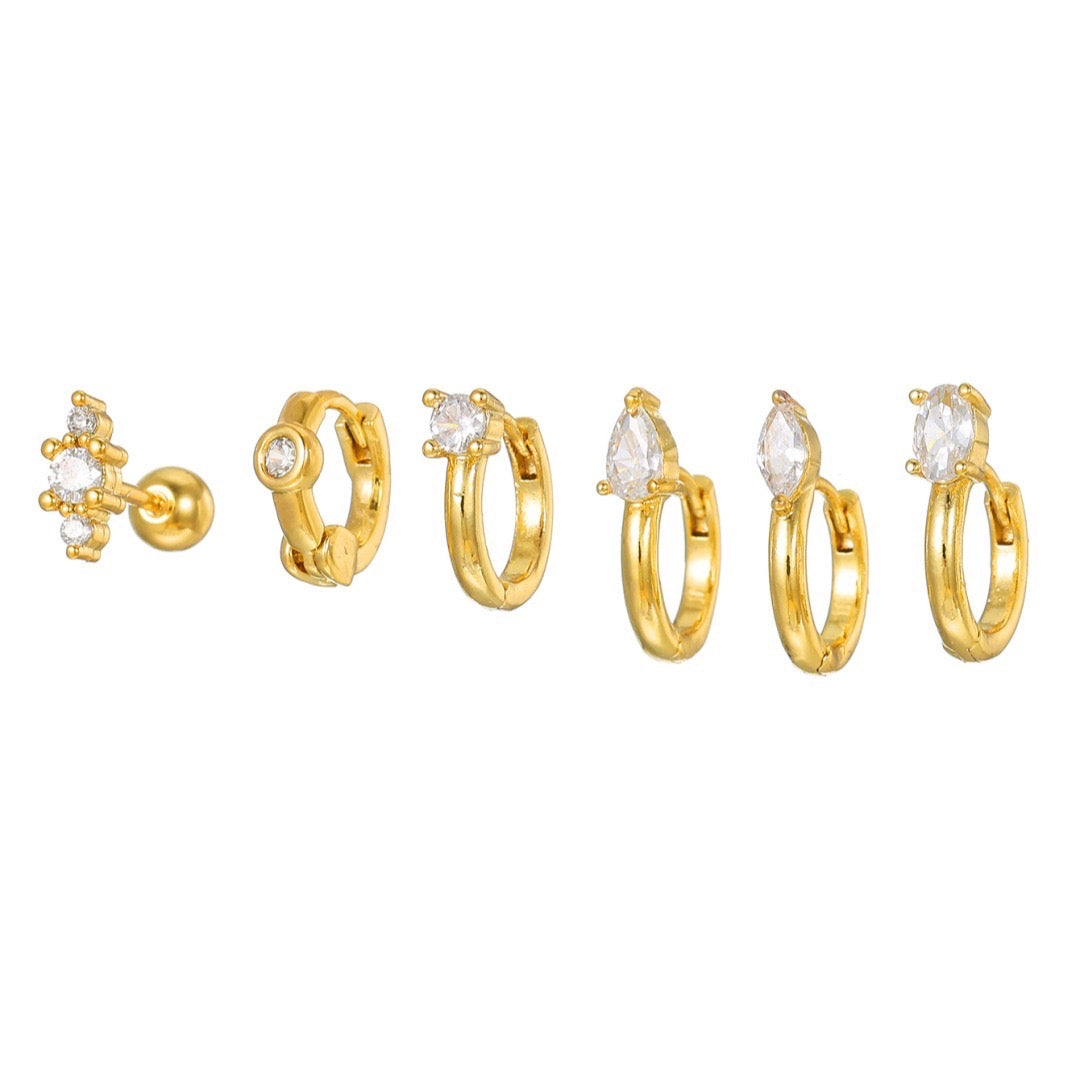 Set di 6 orecchini Gold Elegance Oro