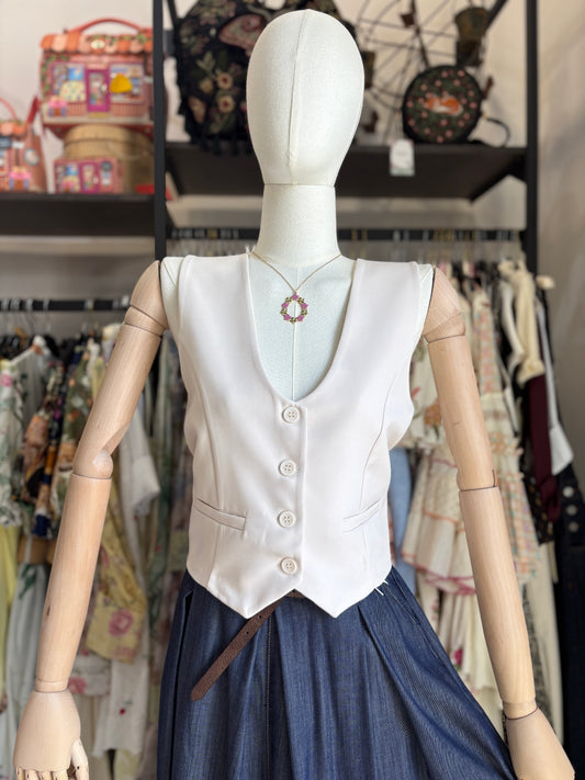 Gilet da Donna Avorio a 4 Bottoni