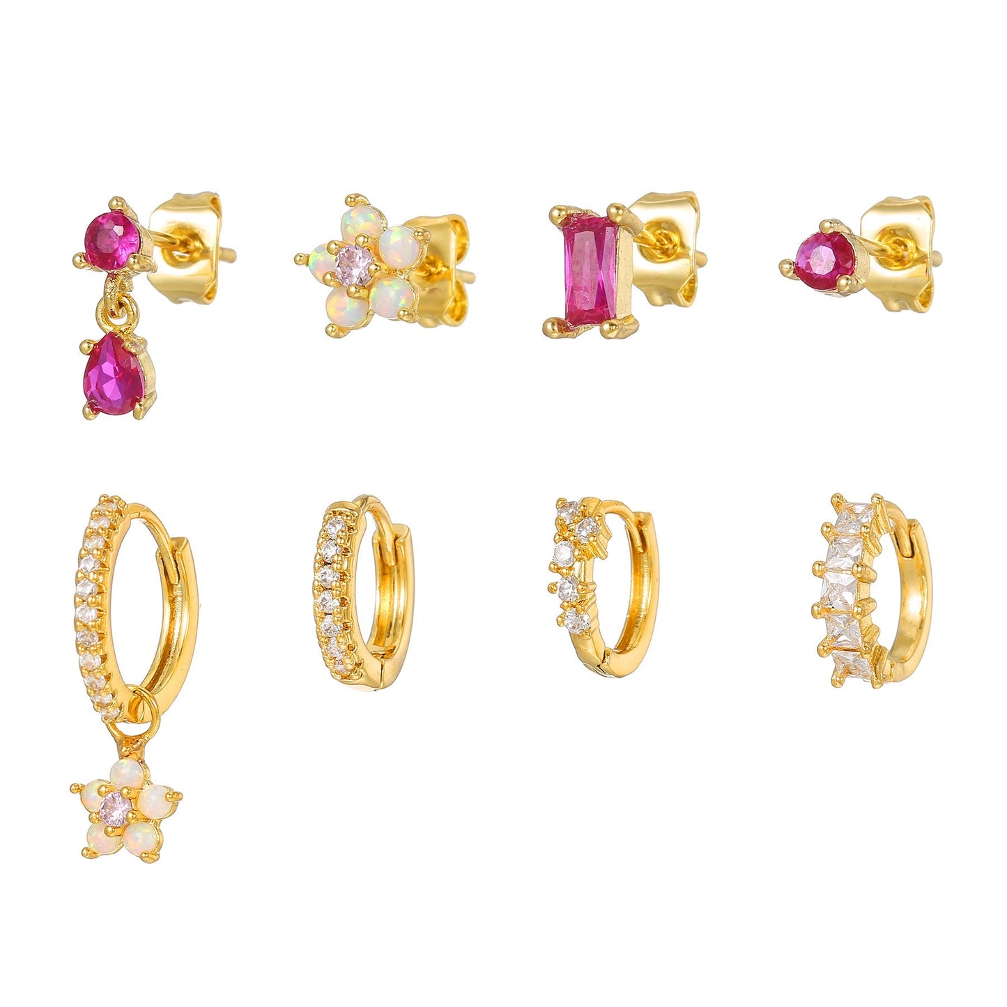 Set 8 Orecchini Pink Bloom in 2 colori
