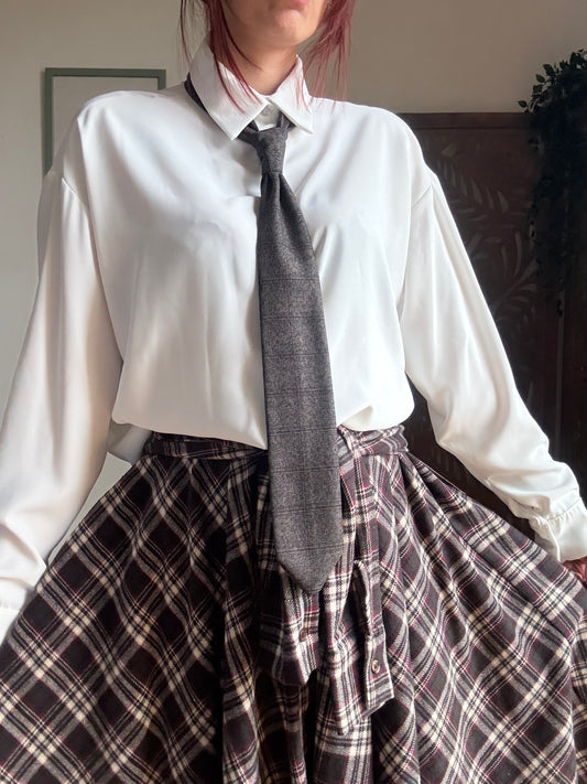 Camicia bianca over con cravatta in 2 fantasie