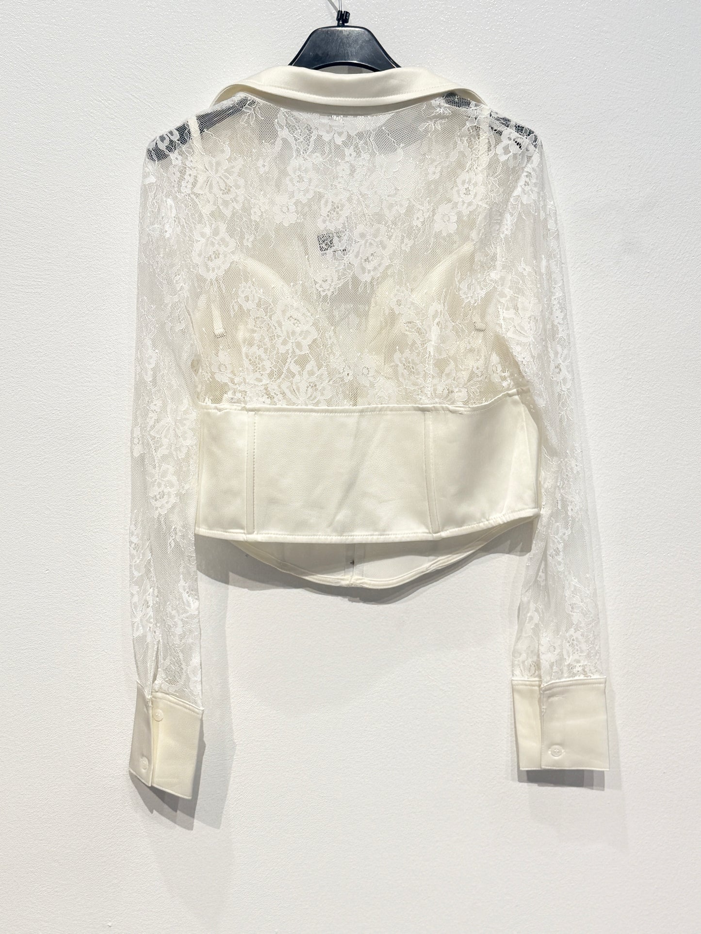 Camicia corsetto in raso e pizzo Midnight bianca
