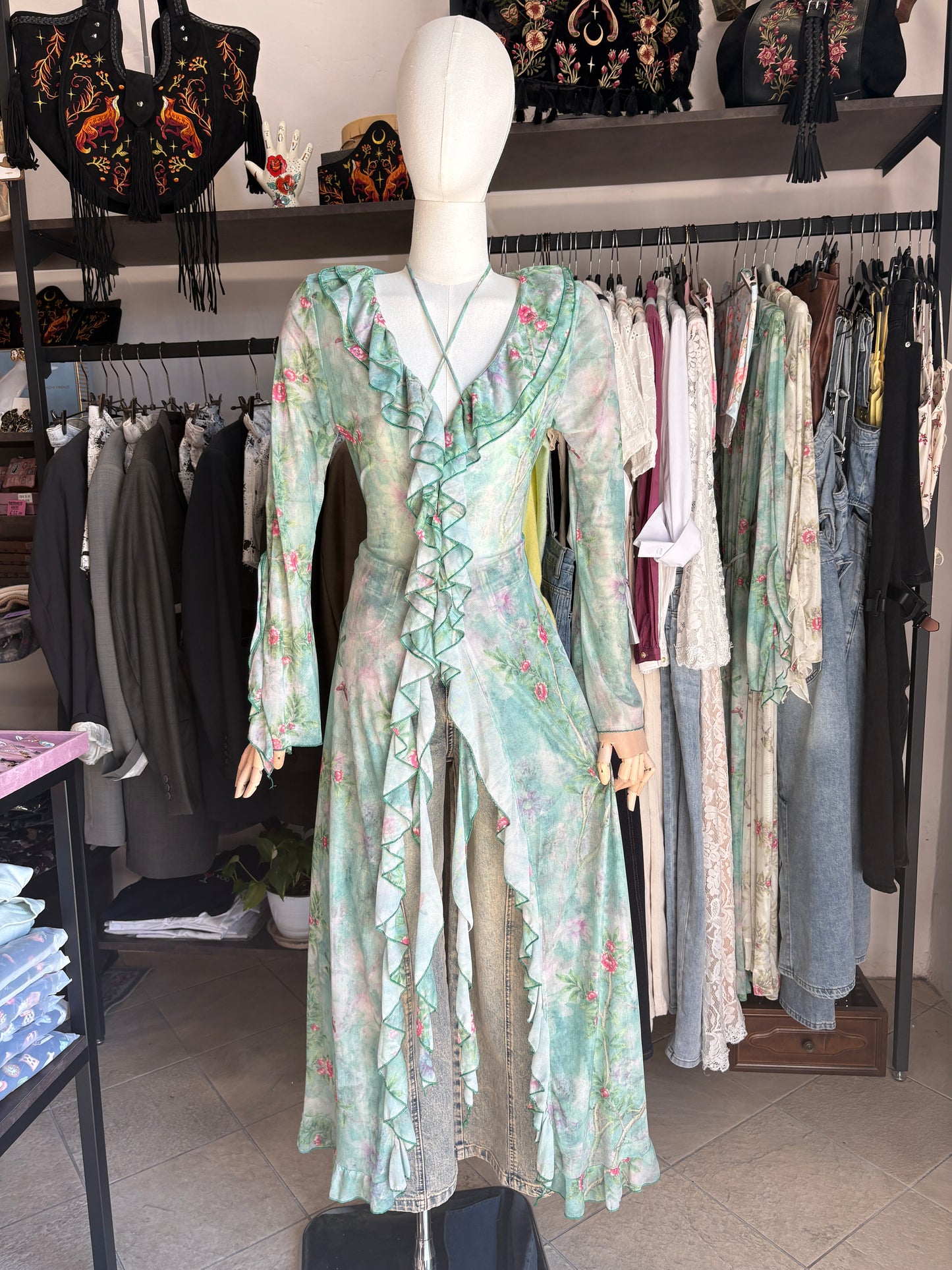 Abito Spolverino Mesh "Secret Garden"