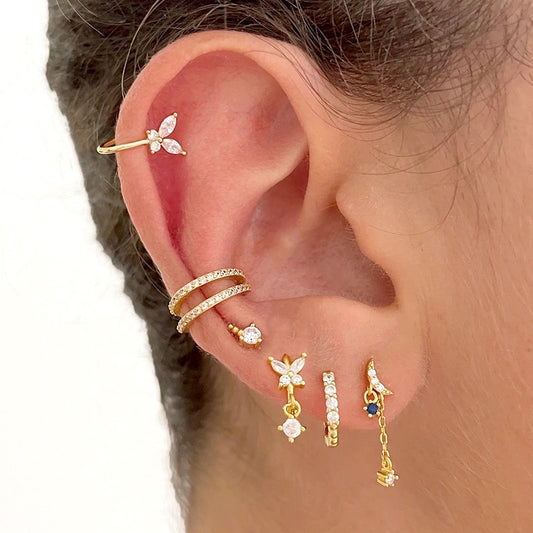 Set di 6 orecchini Moon and Butterfly Oro