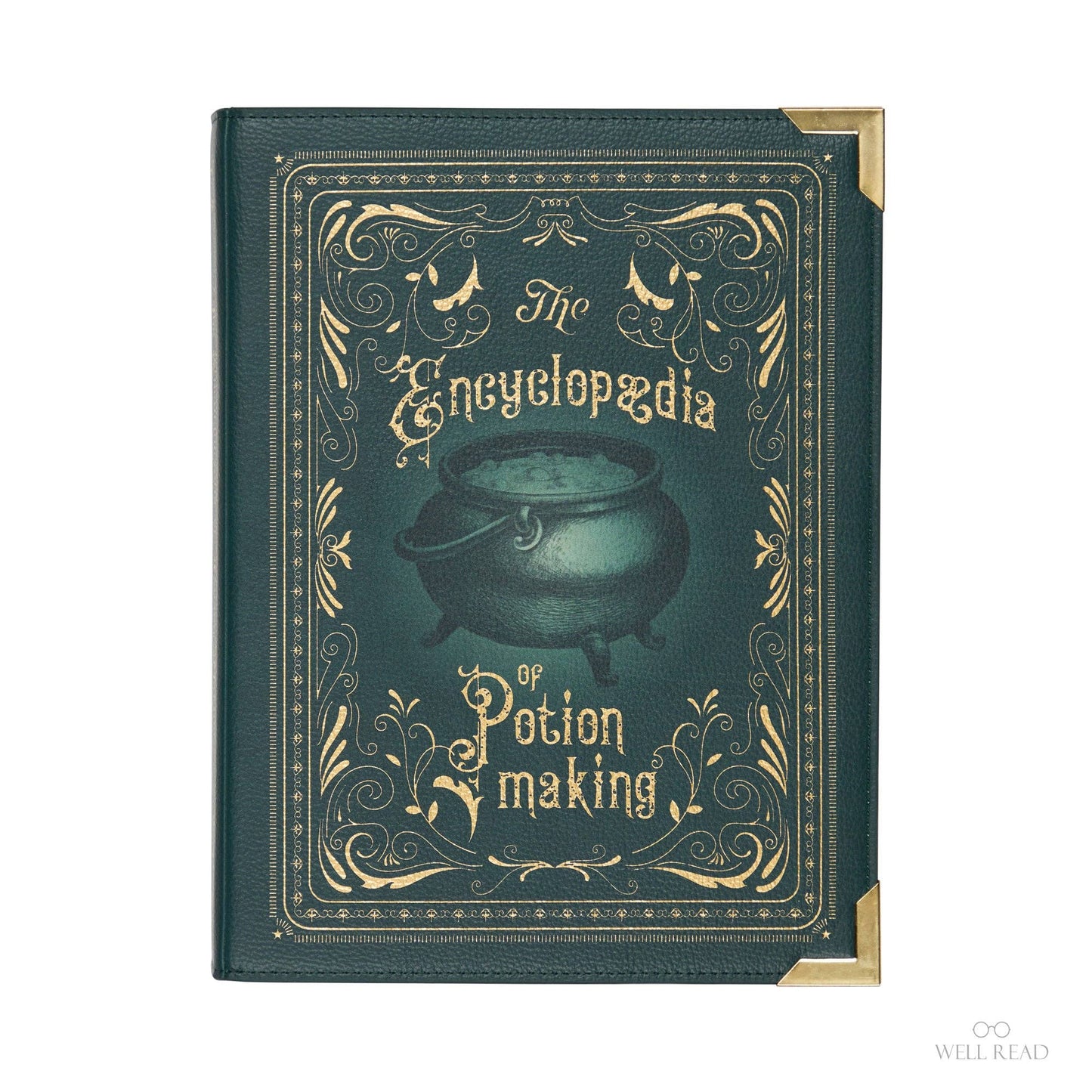 Borsa libro a Tracolla "L'Enciclopedia della Creazione di Pozioni" in Lussuosa Finitura Dorata