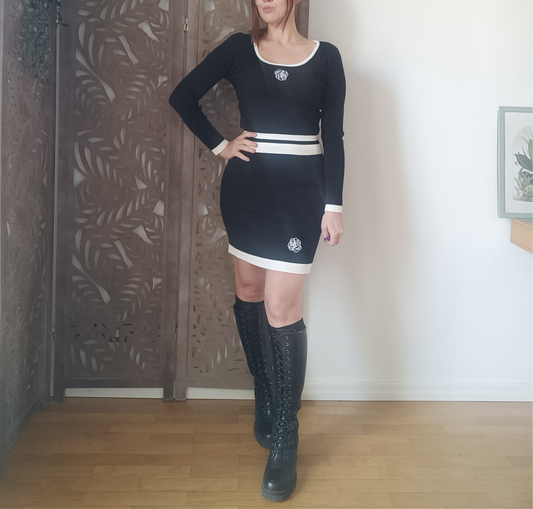 Completo Rose nero due pezzi maglia e gonna