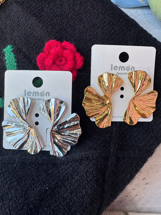 Orecchini petalo fiore in acciaio inossidabile - Oro e Argento