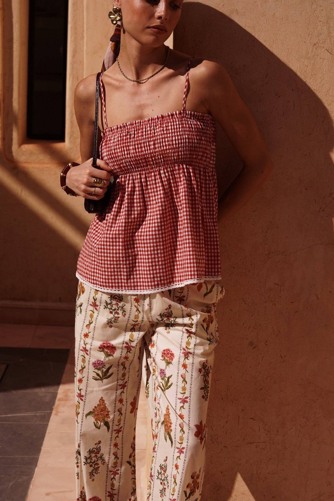 Pantaloni Botanici Sarra– 100% Cotone con Stampa Floreale