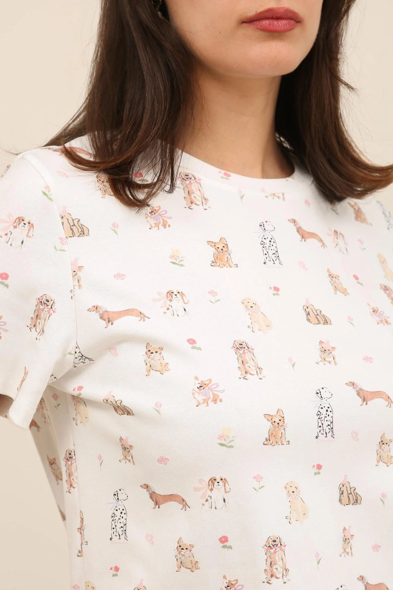T-shirt in Cotone Romantic Dogs