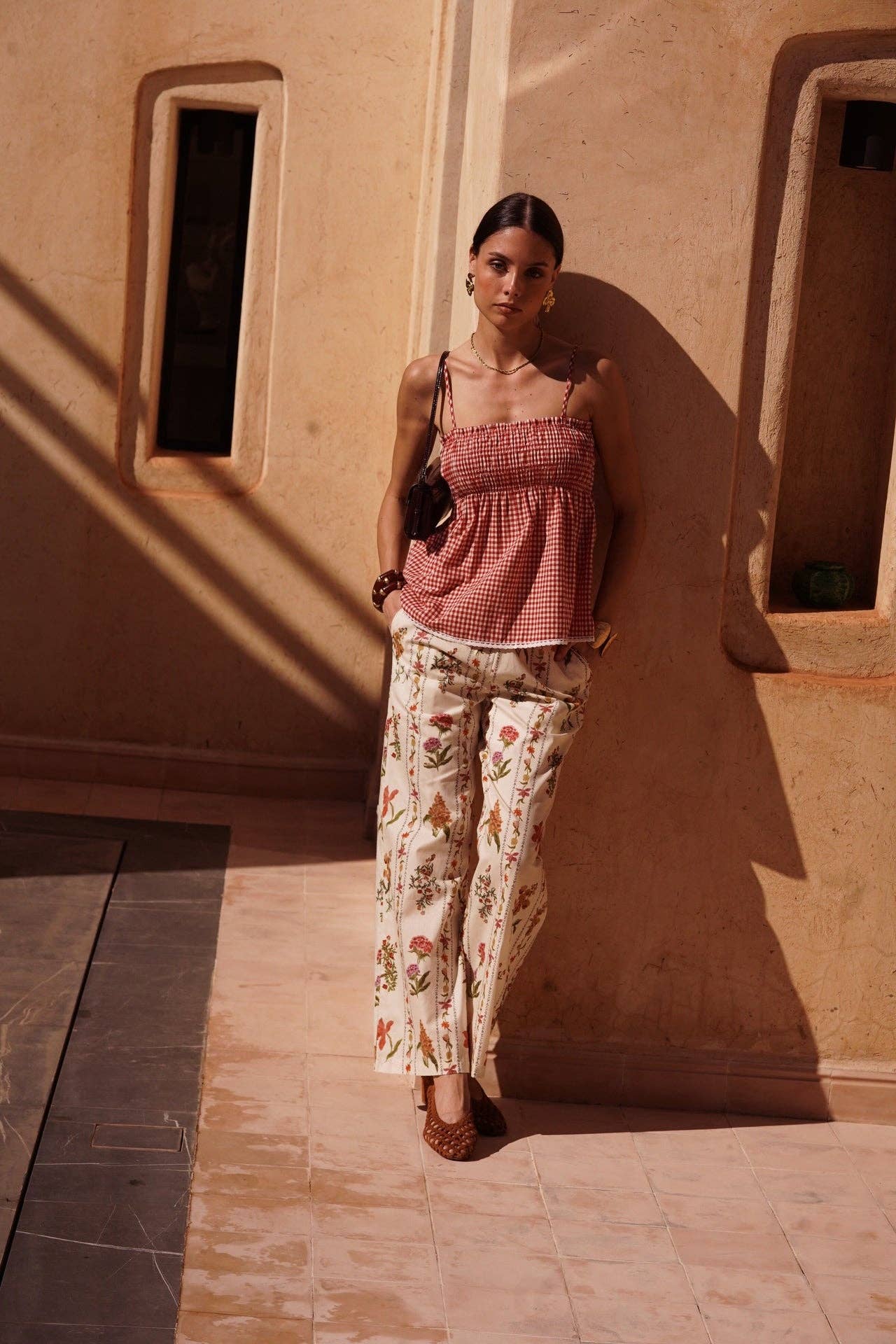 Pantaloni Botanici Sarra– 100% Cotone con Stampa Floreale