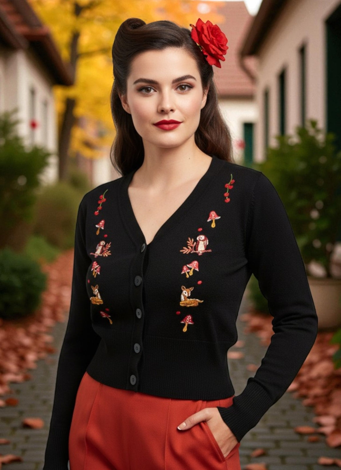 Cardigan Nara Forest Friends Nero