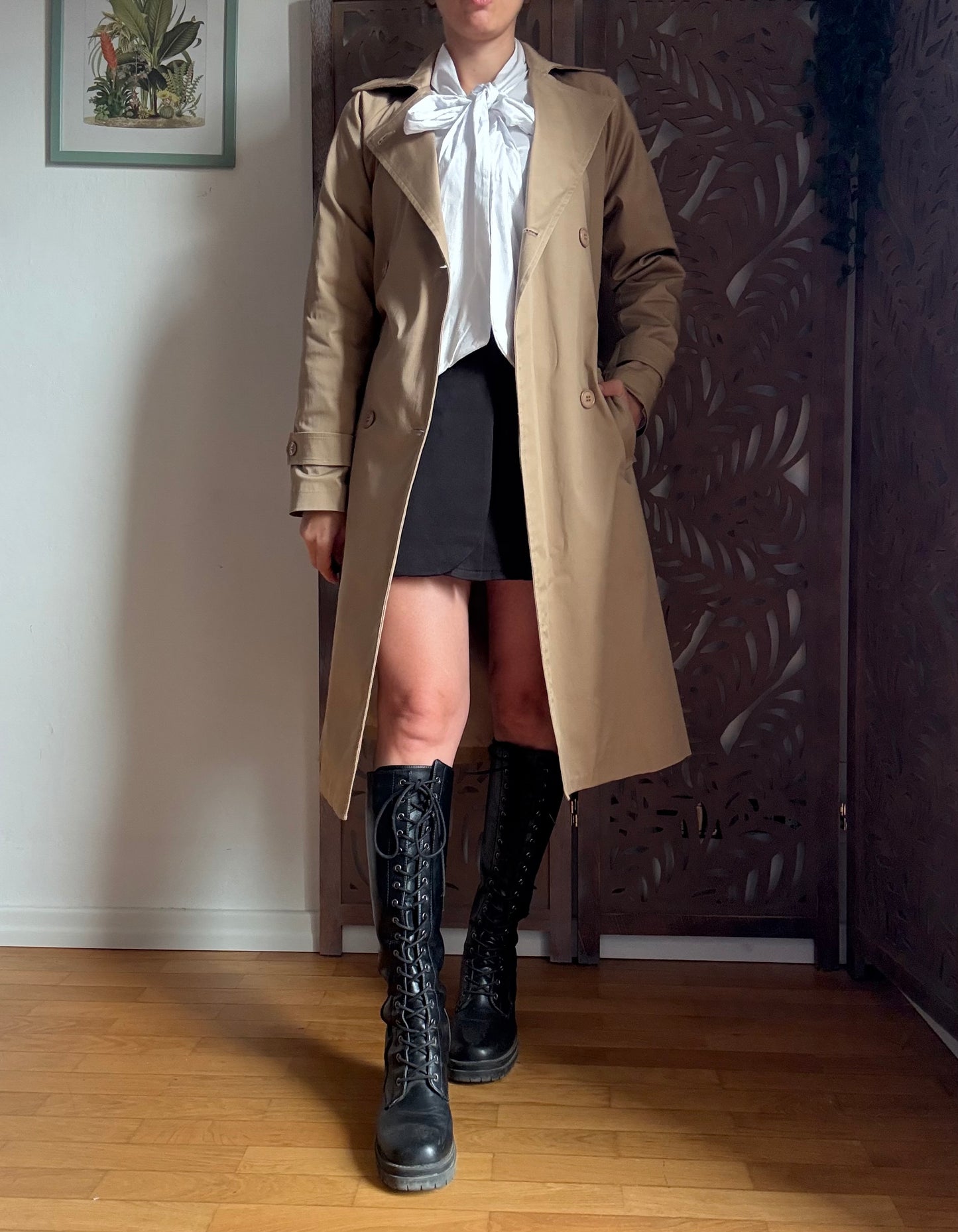 Trench lungo doppiopetto camel Kikisix