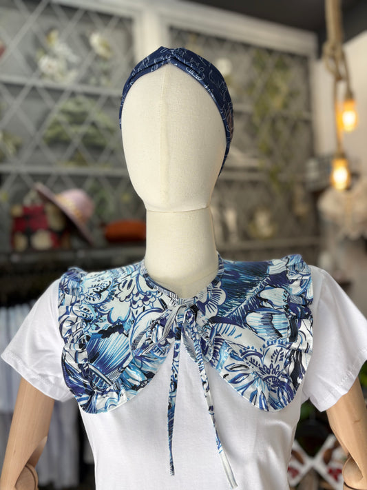 Colletto in cotone handmade con scrunchie abbinato