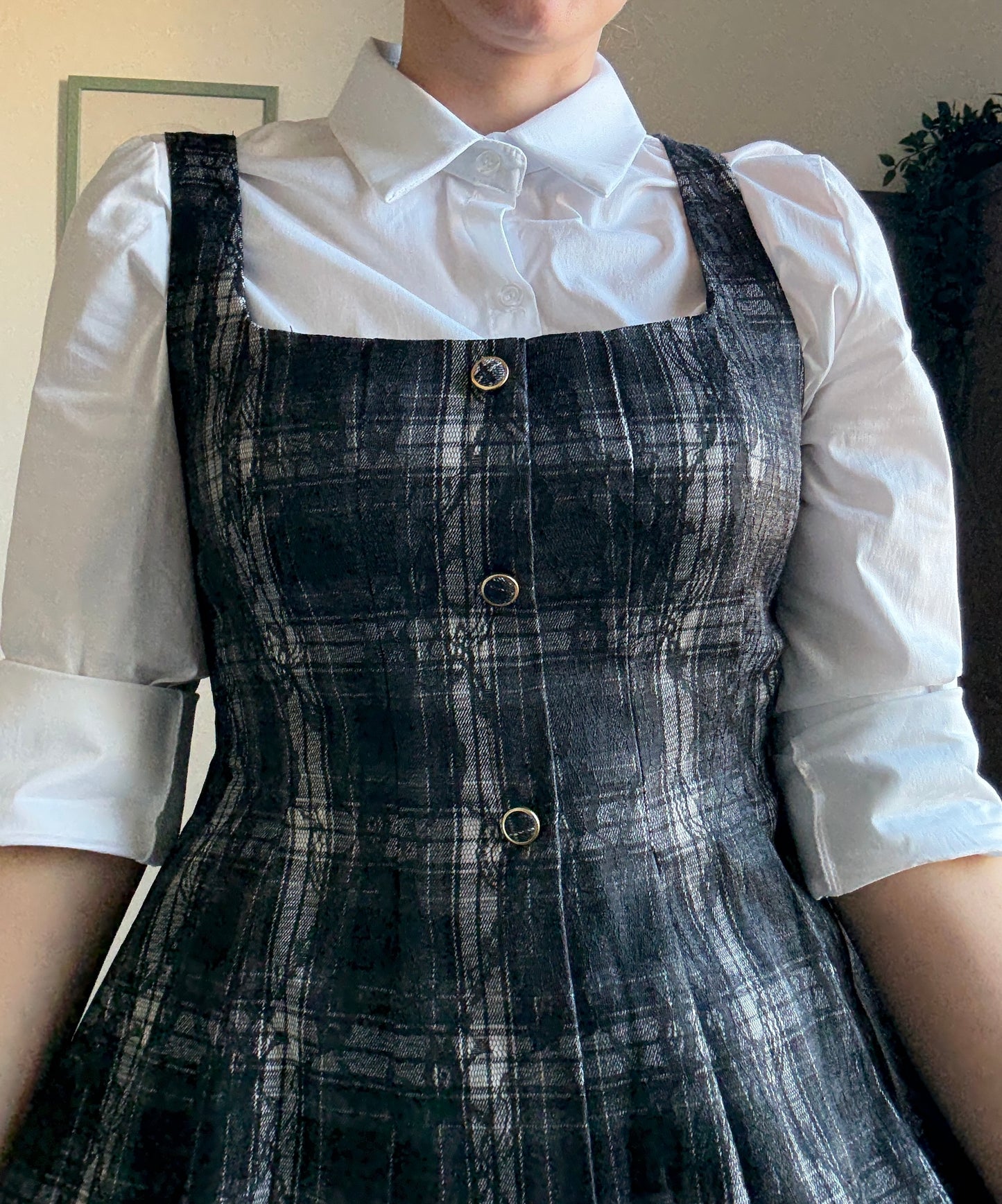 Abito pinafore Gothic Lace & Tartan in 2 colori - Stile Dark Academia