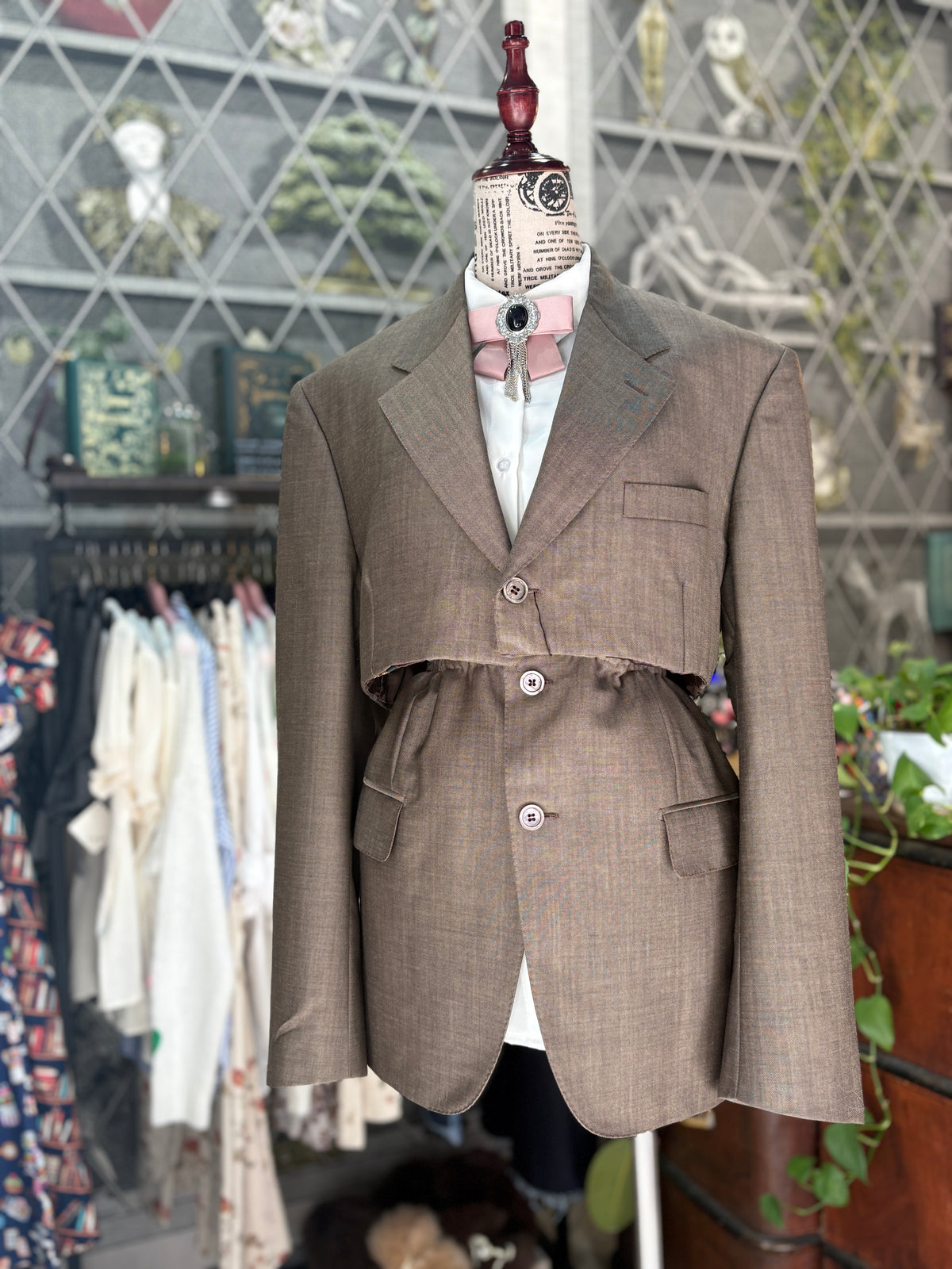 Giacca sartoriale vintage reworked in lana beige