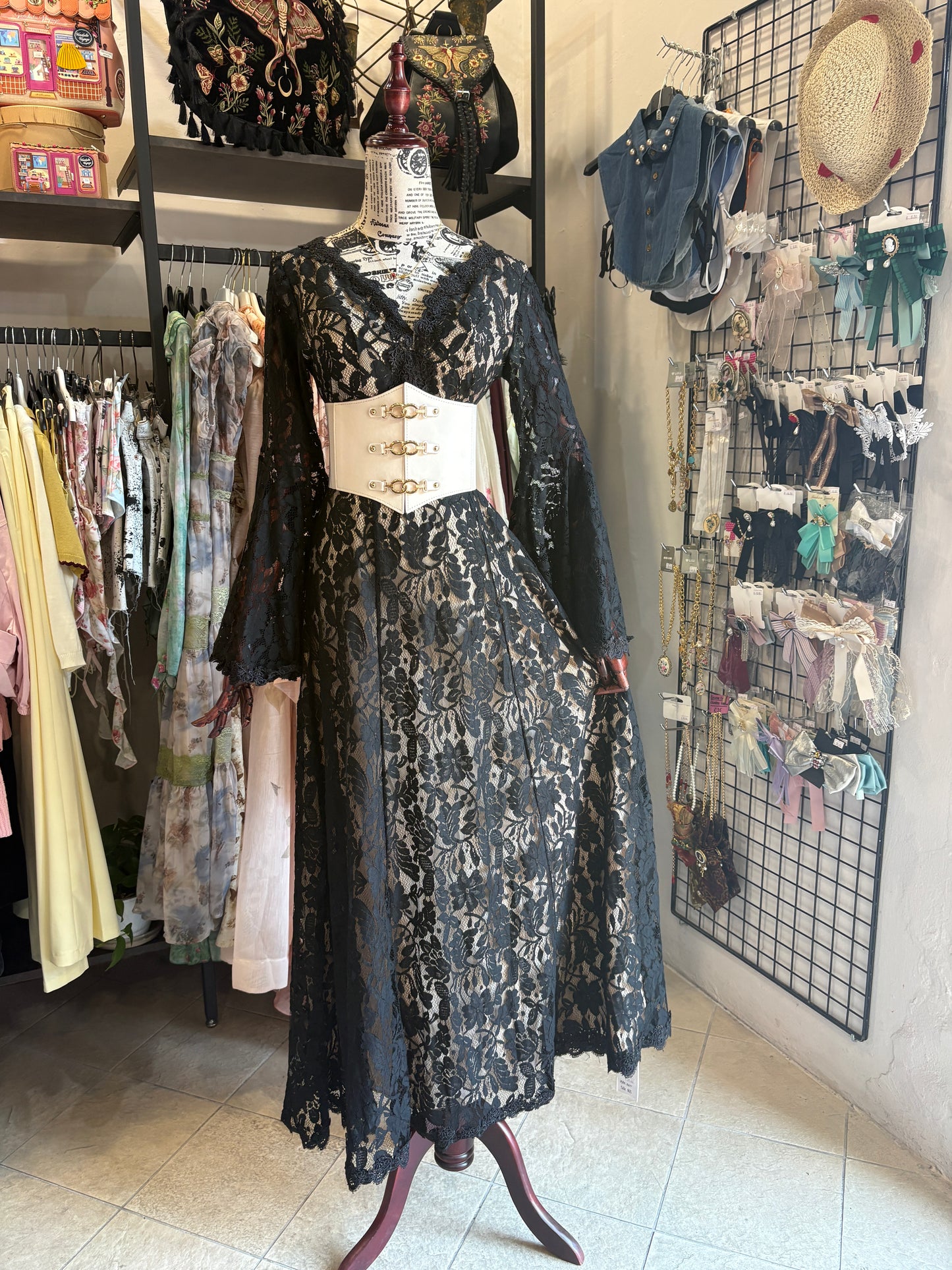 Cintura Corsetto Beige con Anelli Dorati